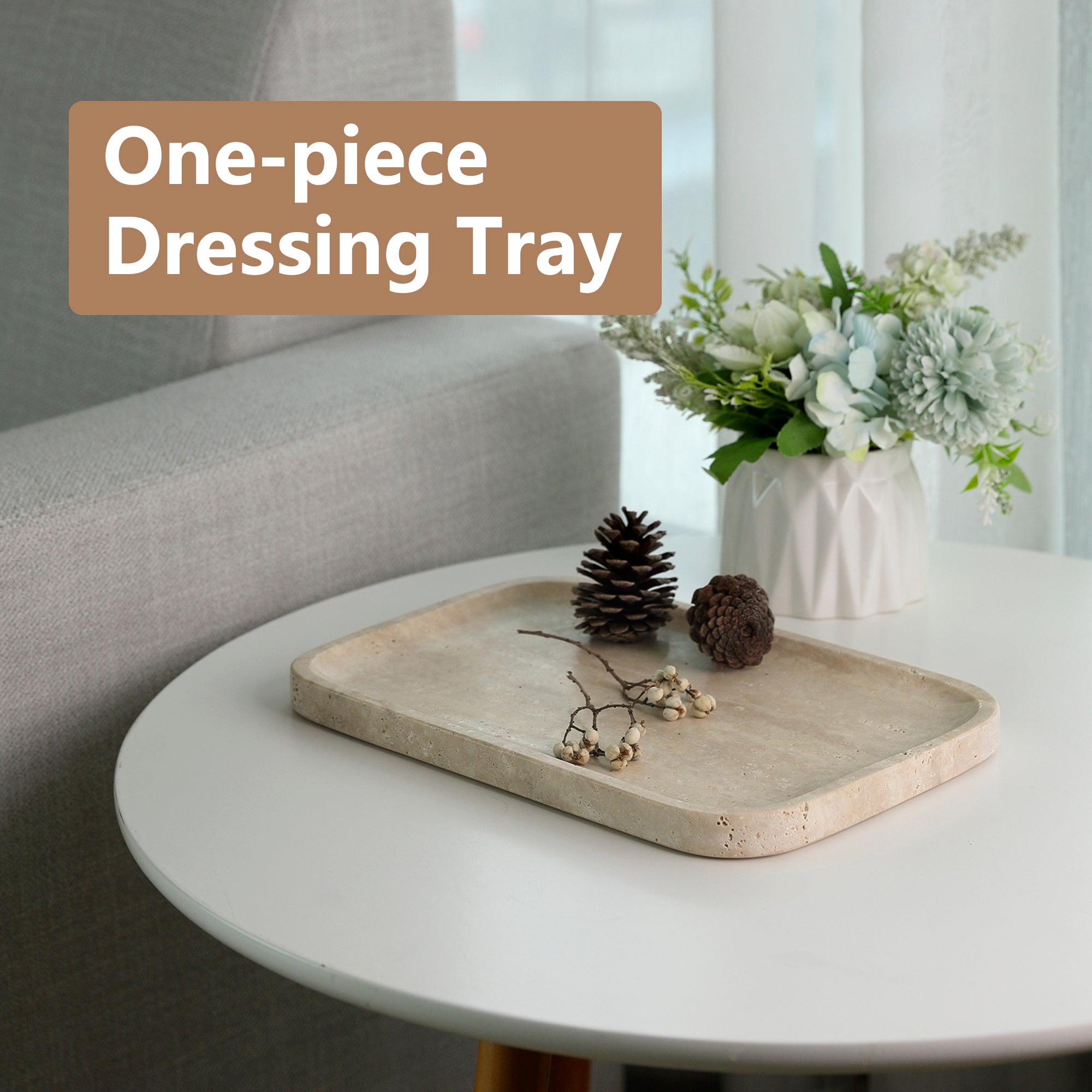 Rectangular Storage Tray- Travertine (Romano)