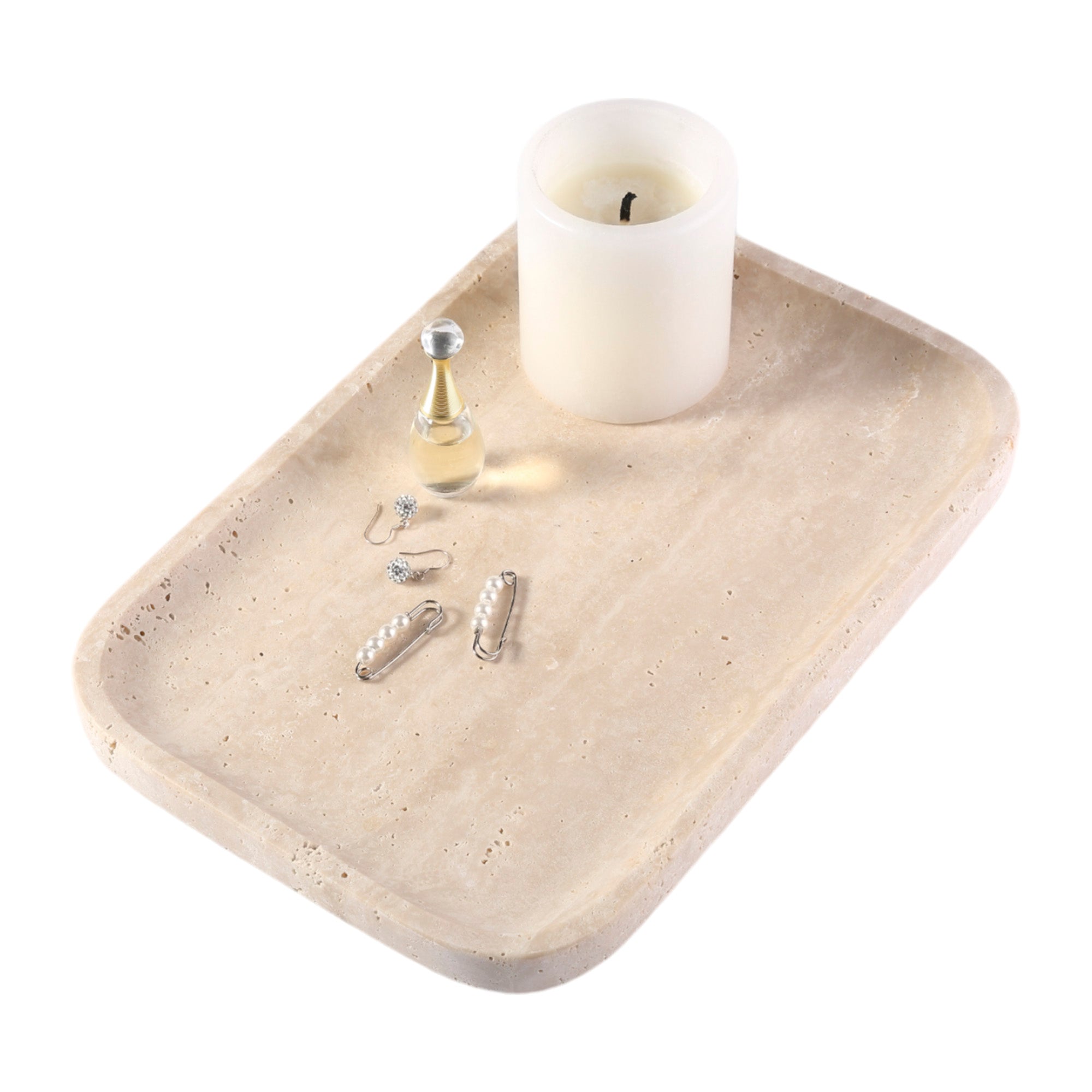 Rectangular Storage Tray- Travertine (Romano)