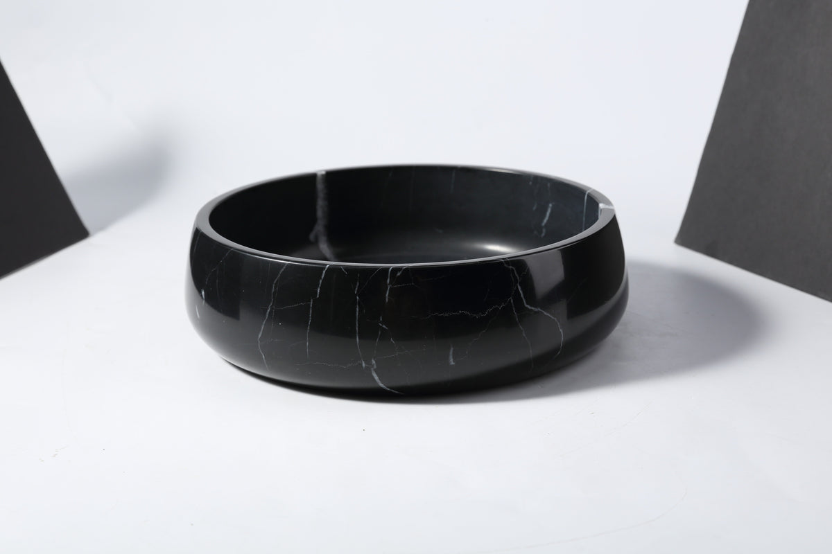 Koville black pet bowl in natural stone