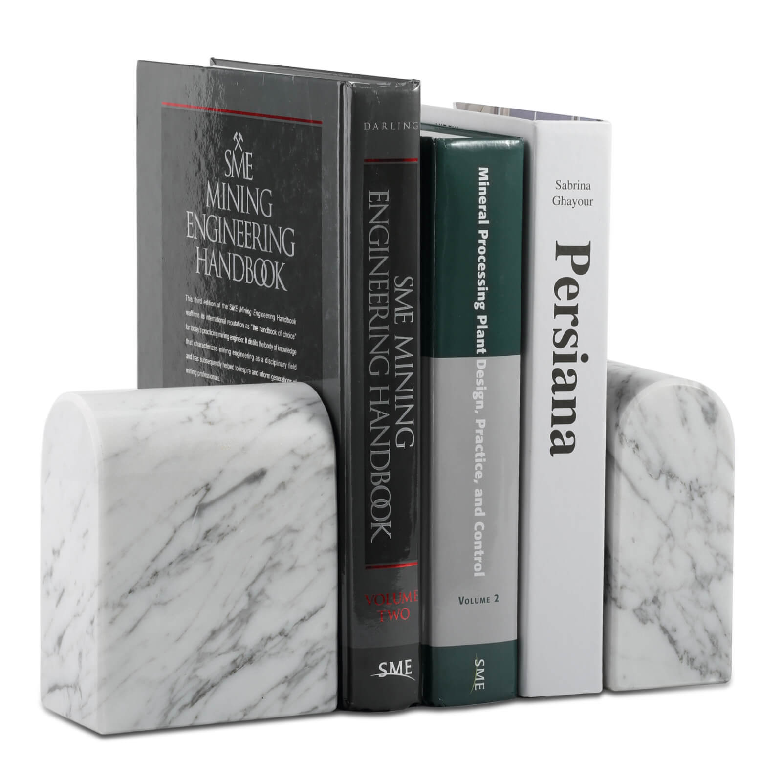 Koville 13lbs Nature Marble Bookends Heavy-Duty Book Holders Bianco Carrara