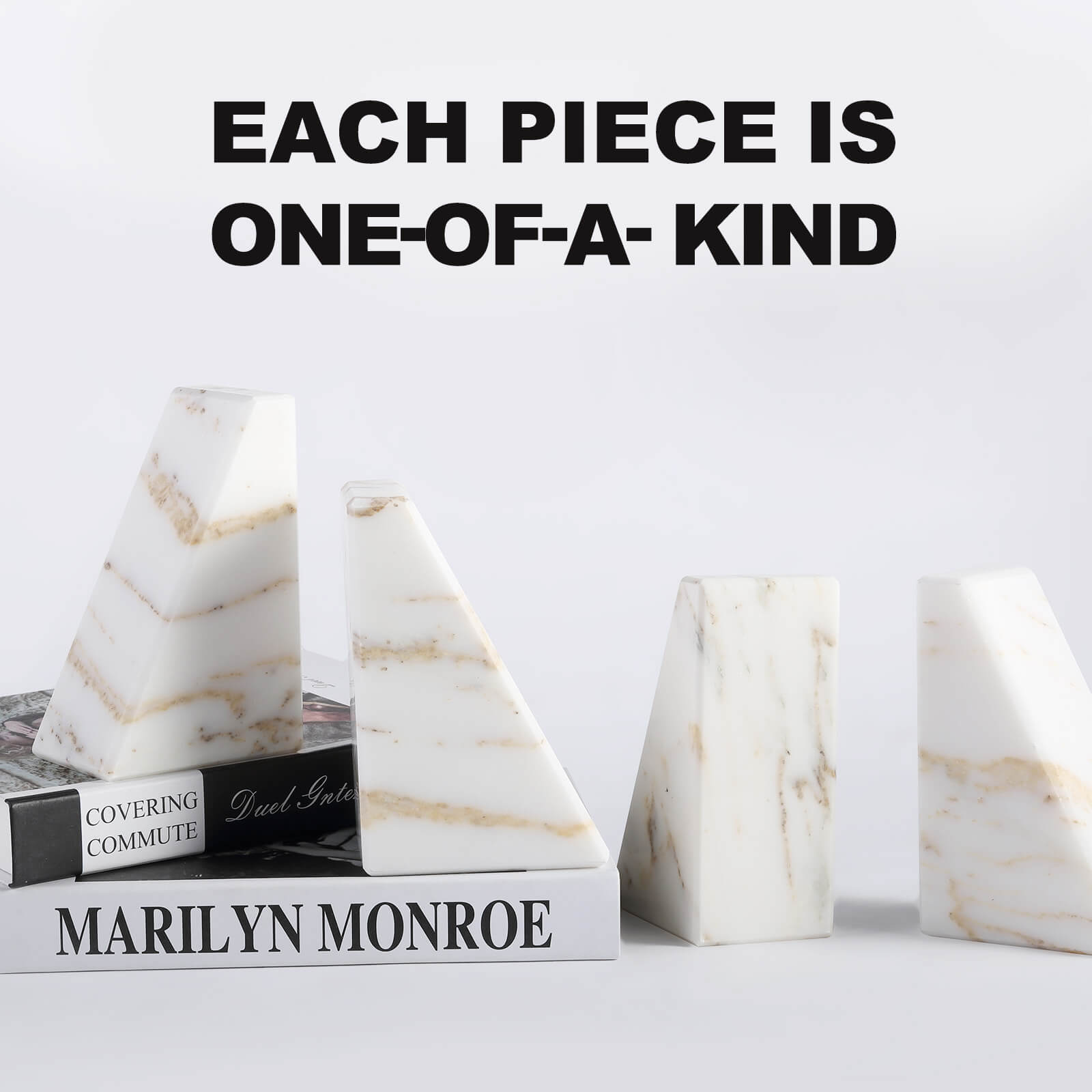 Trapezoid Bookends - Marble (Golden Calacatta)