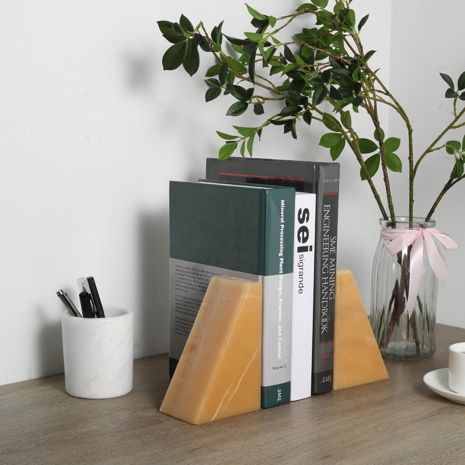 Koville-7lbs-Trapezoid-Marble-Bookends-Mexico-Onyx-Book-Holders