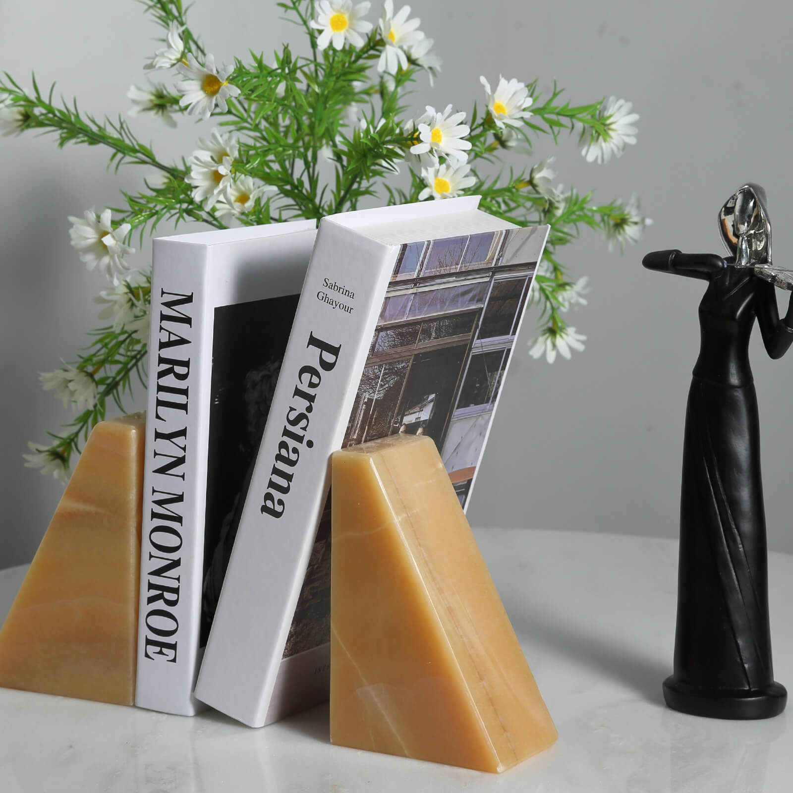 Koville-7lbs-Trapezoid-Marble-Bookends-Mexico-Onyx-Book-Holders