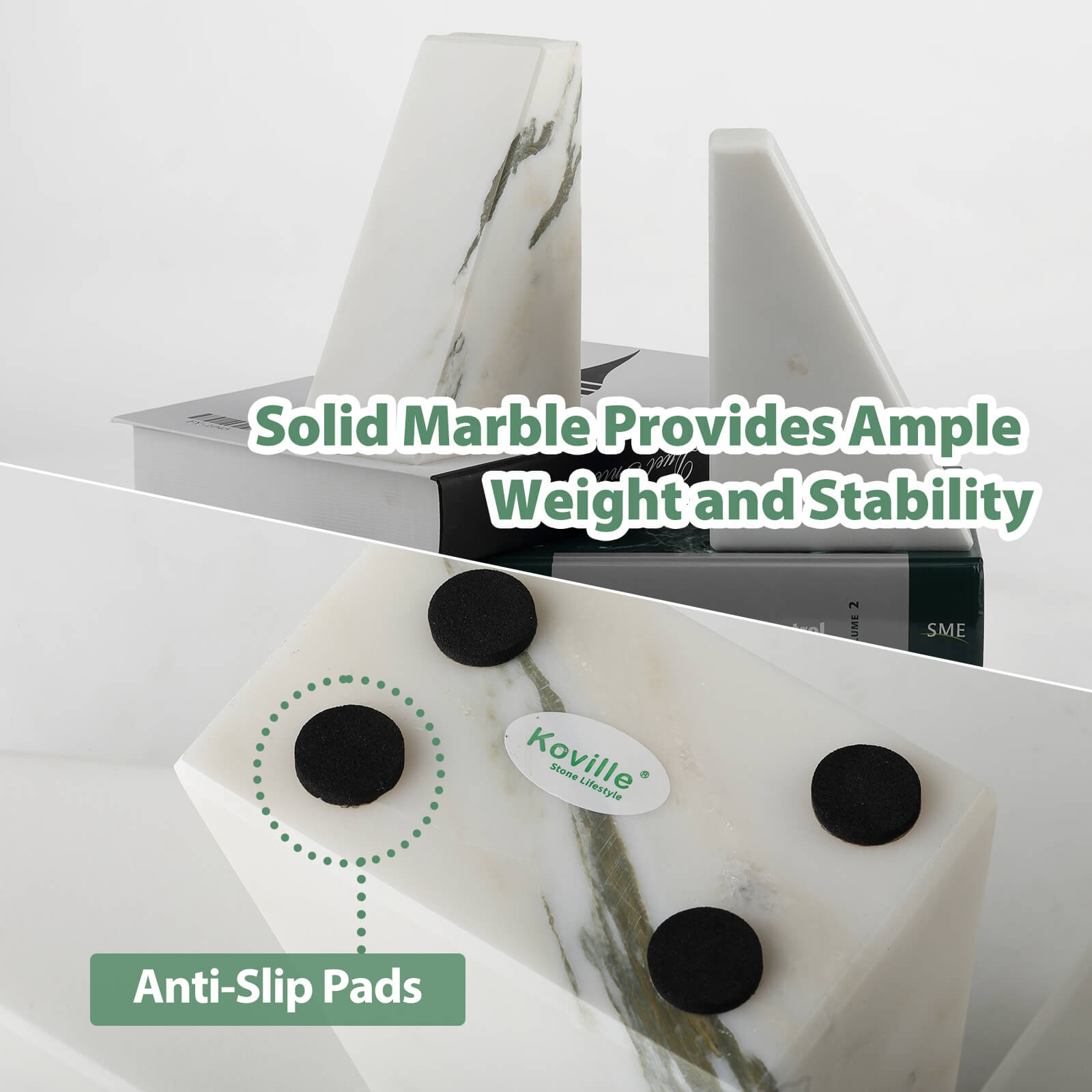 Koville-7lbs-Trapezoid-Marble-Bookends-Oriental-Calacatta-Book-Holders_