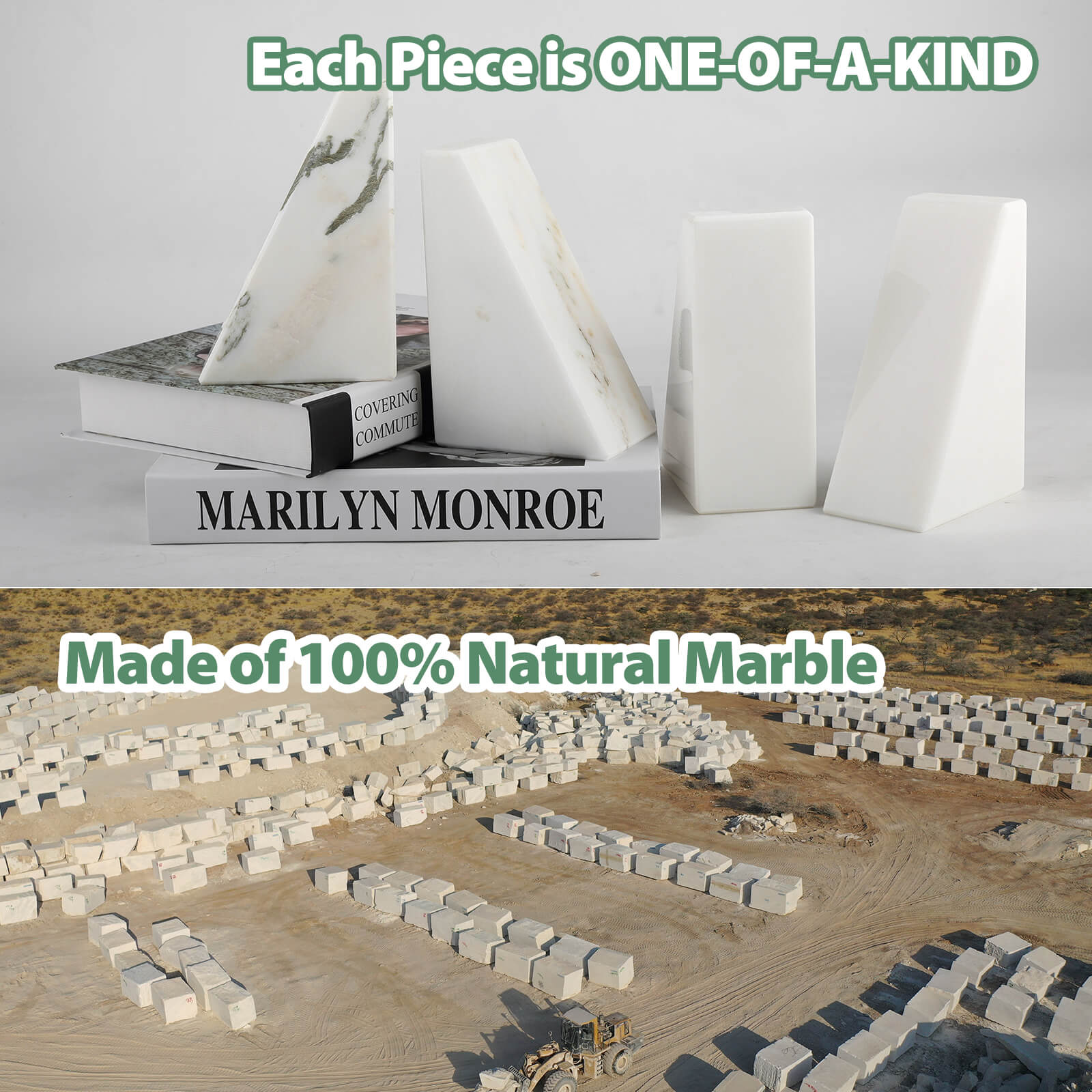 Koville-7lbs-Trapezoid-Marble-Bookends-Oriental-Calacatta-Book-Holders_