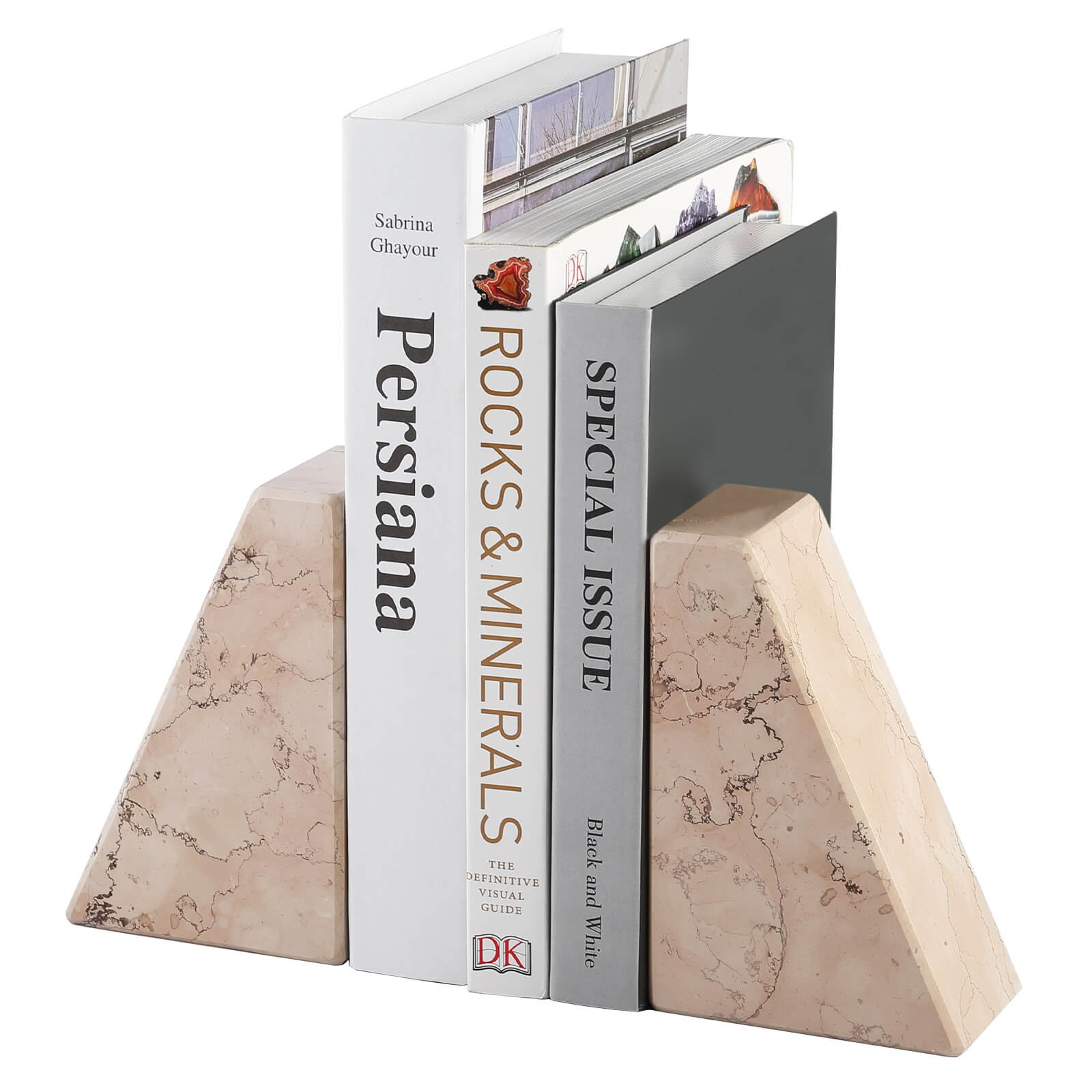Trapezoid Bookends - Marble (Perlino Rosato)