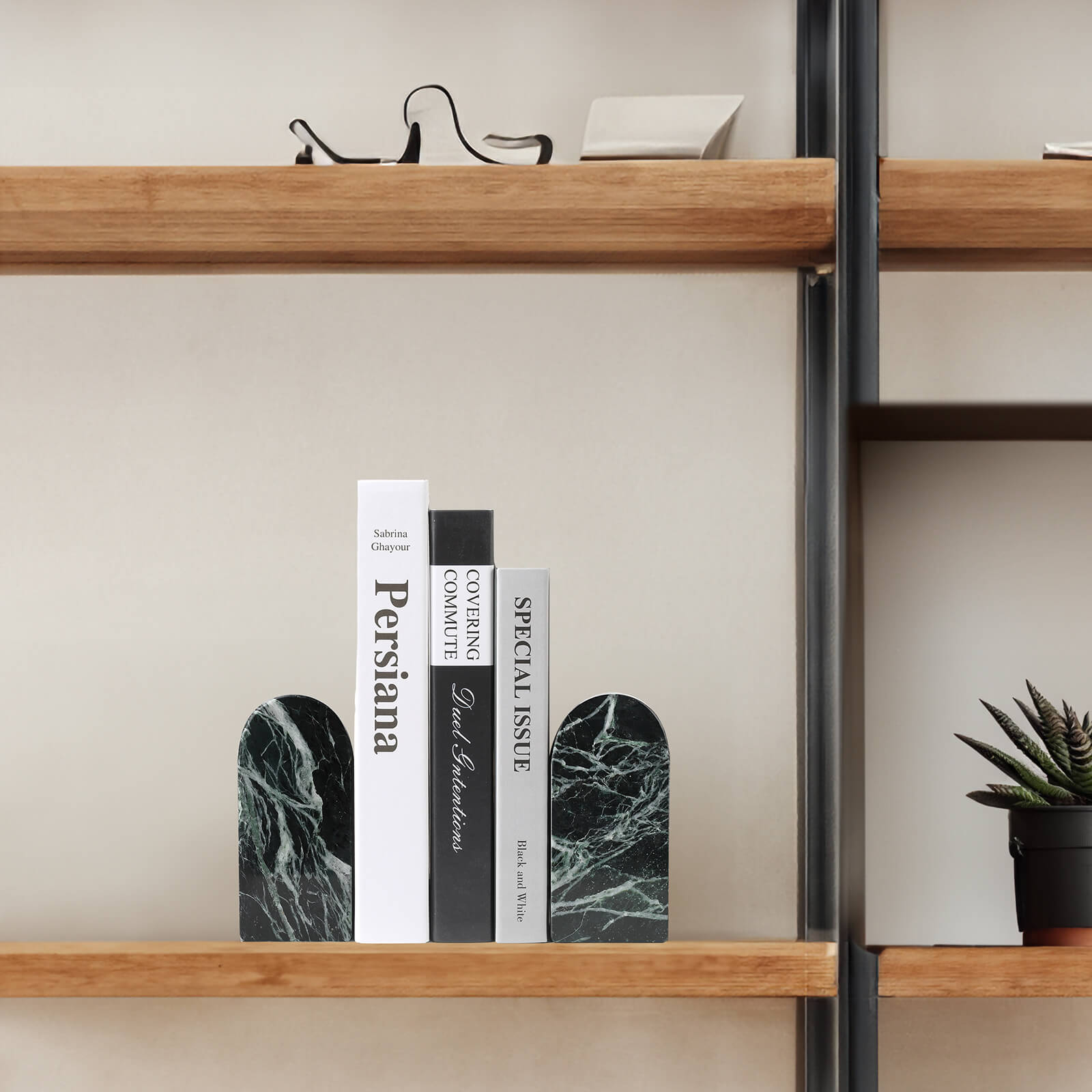 Koville-Luxury-Marble-Bookends-7lbs--Verde-Remeggiato-Book-Holders