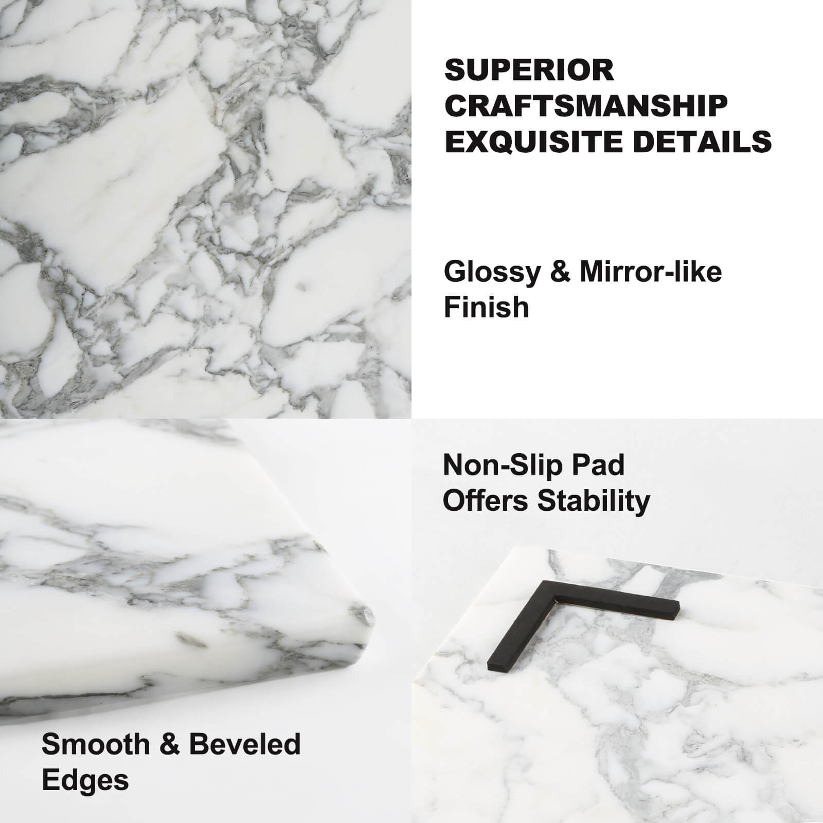 Koville Luxury Marble Cutting Board 20x16in Arabescato Marble Slab