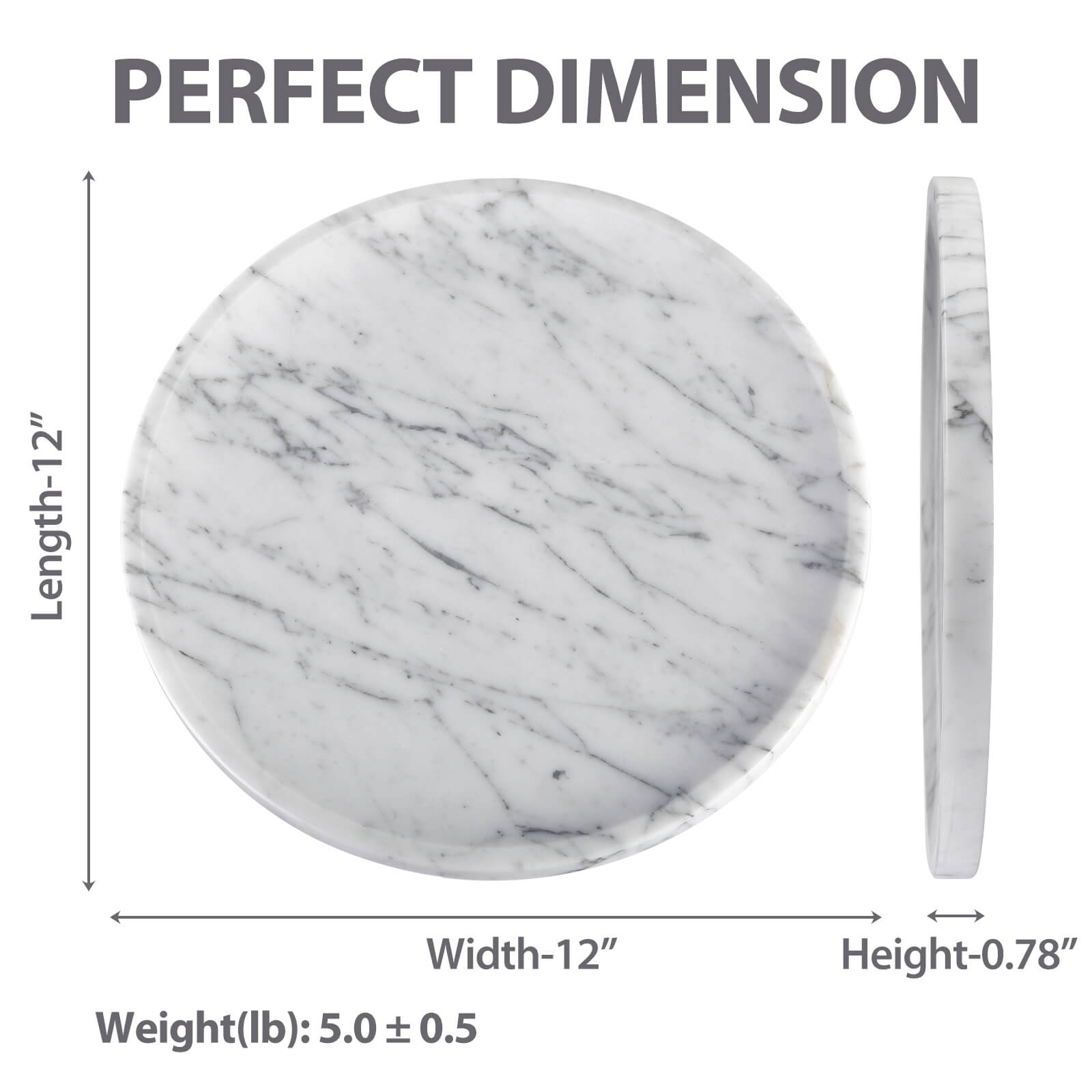 Round Serving Tray - Marble (Bianco Carrara)