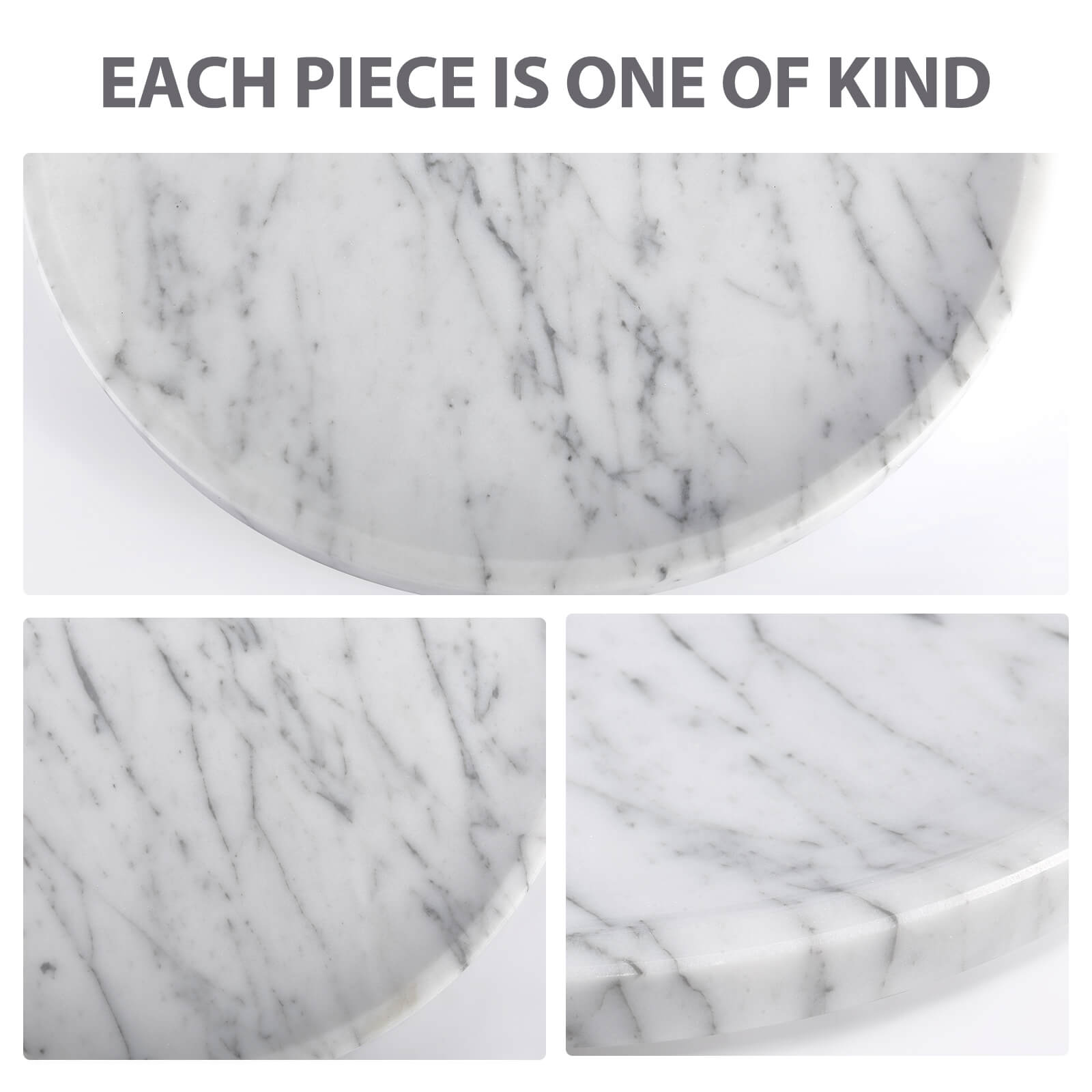 Round Serving Tray - Marble (Bianco Carrara)