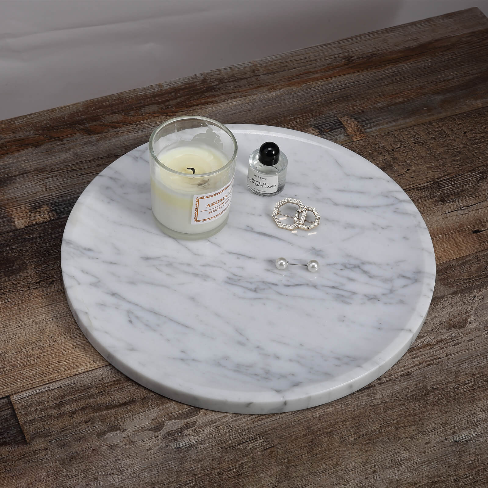 Round Serving Tray - Marble (Bianco Carrara)