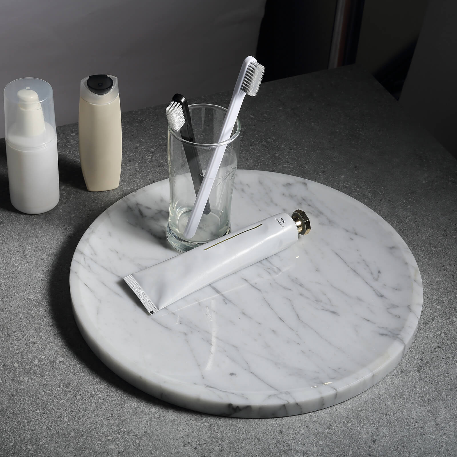 Round Serving Tray - Marble (Bianco Carrara)