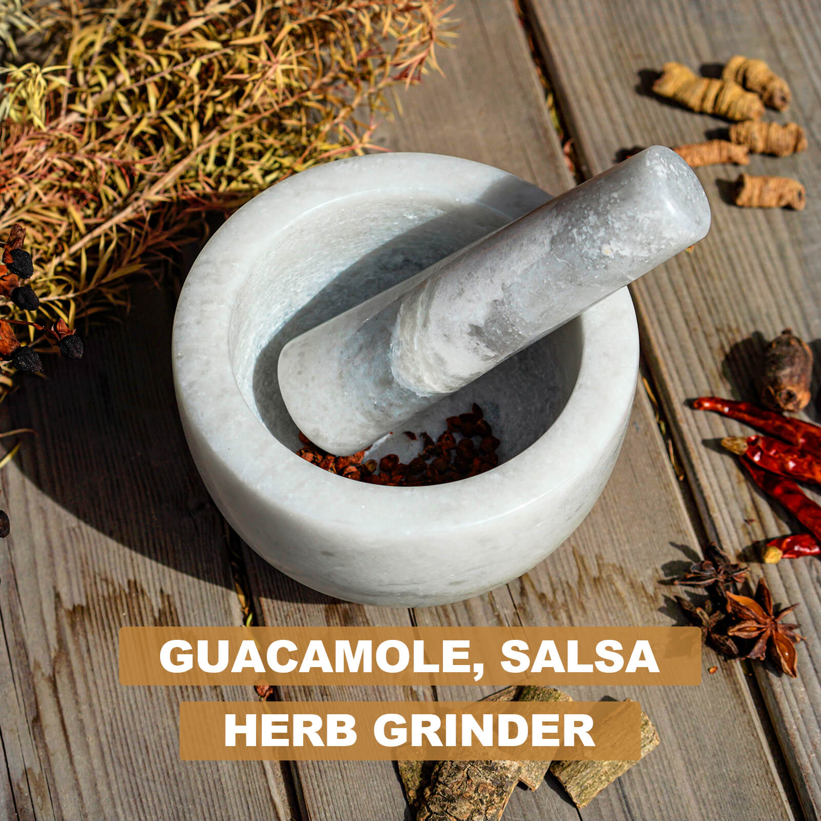 Koville Marble Mortar and Pestle Set 5.0in Grigio Fantasy Grinder Bowl