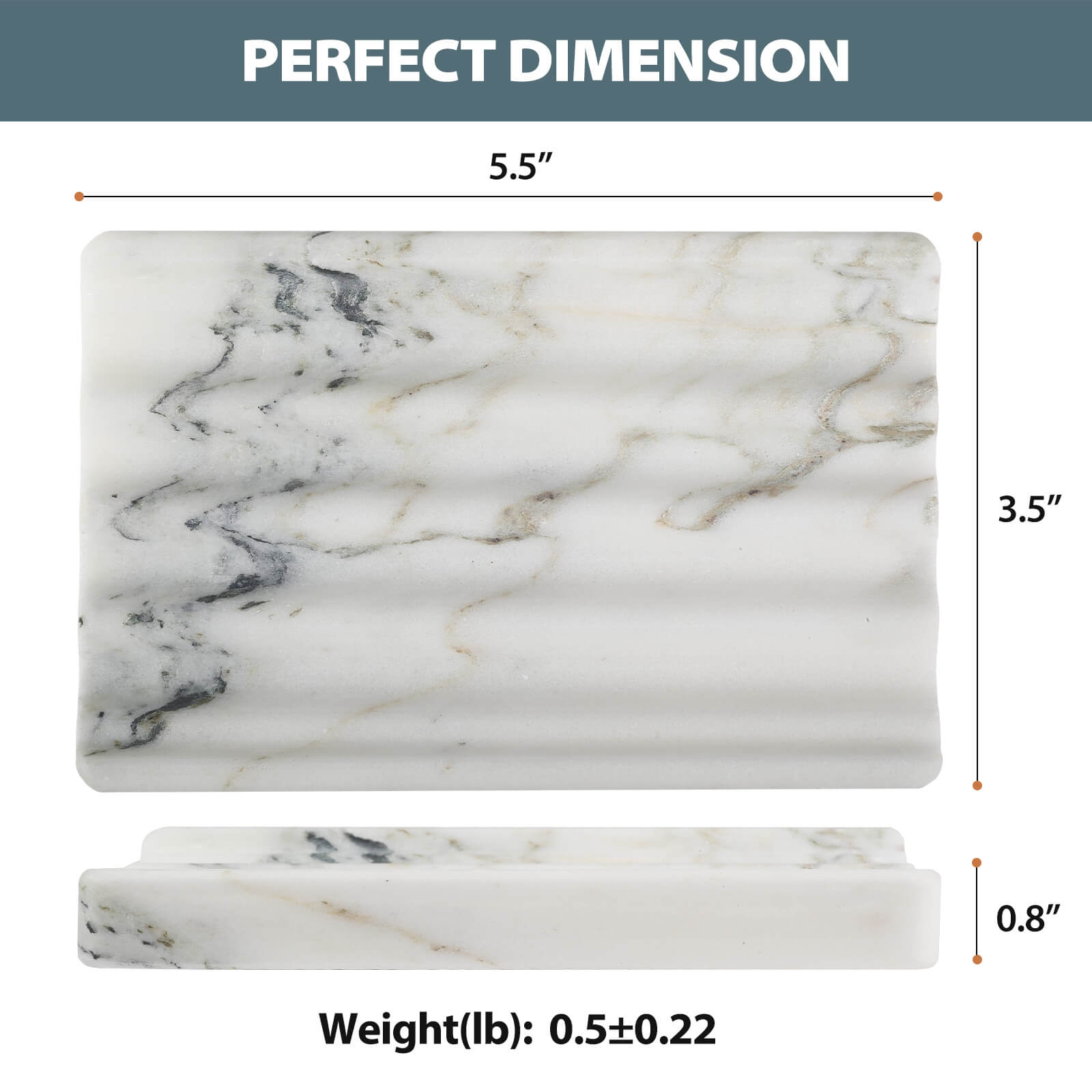 Koville Nuture Marble 2PCS Soap Dish Namib Bianco Soap Holder for Bathroom