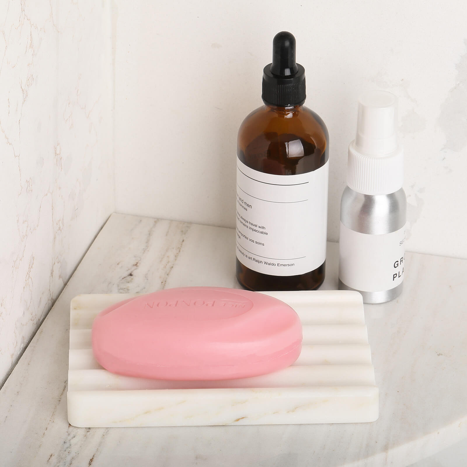 Koville Nuture Marble 2PCS Soap Dish Namib Bianco Soap Holder for Bathroom