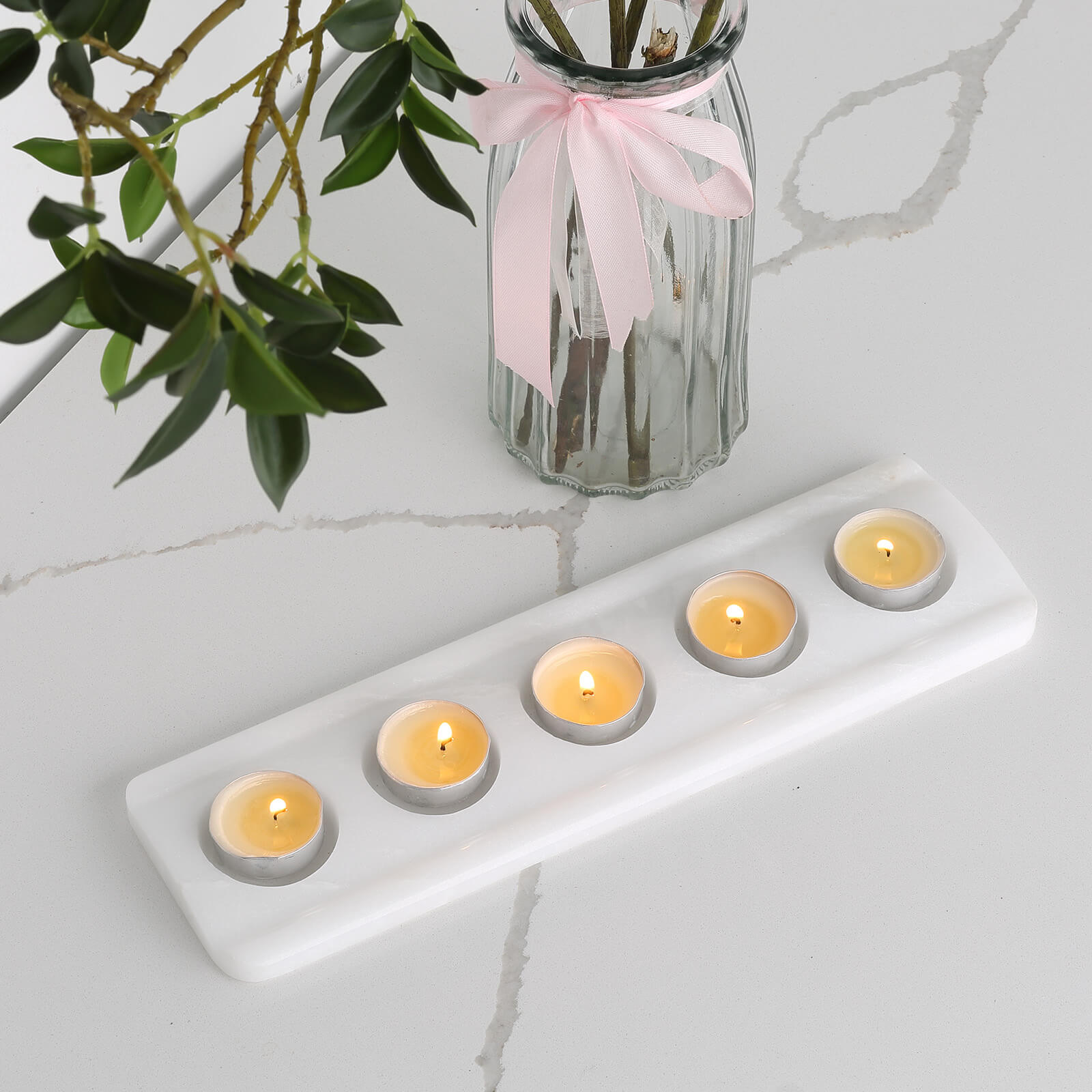 Koville-Natural-Marble-5-Holes-Tealight-Candle-Holder-Namib-Bianco