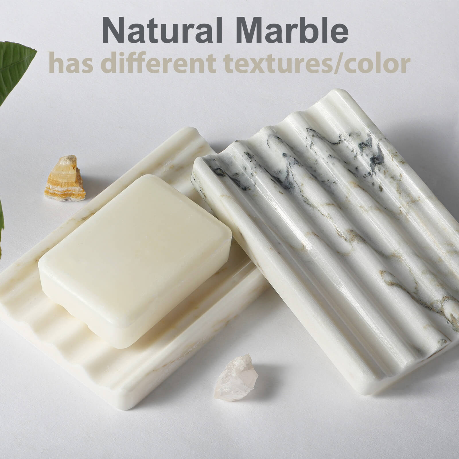 Koville Nuture Marble 2PCS Soap Dish Namib Bianco Soap Holder for Bathroom