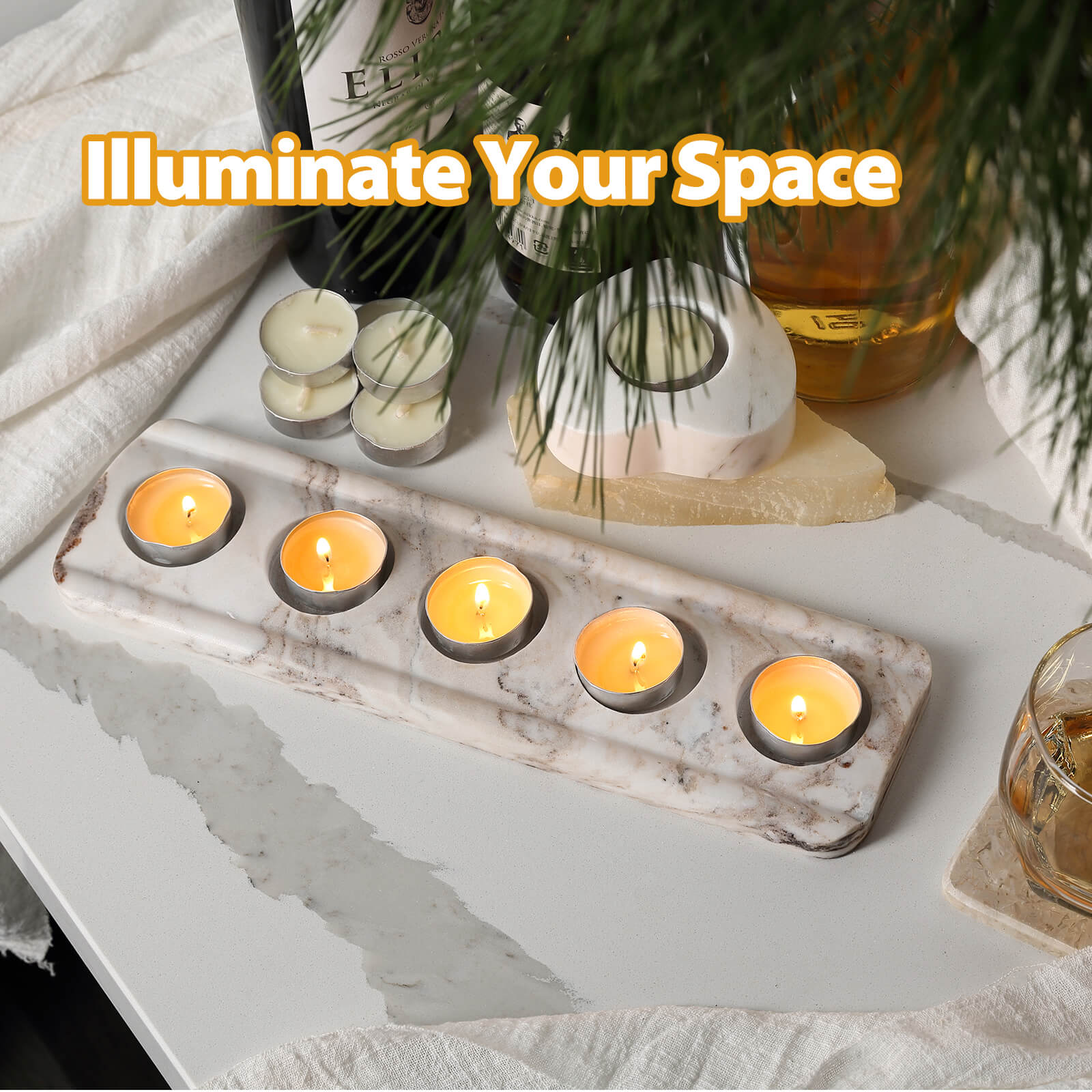 Candle Holder 5 Holes - Marble (Palissandro Classico)