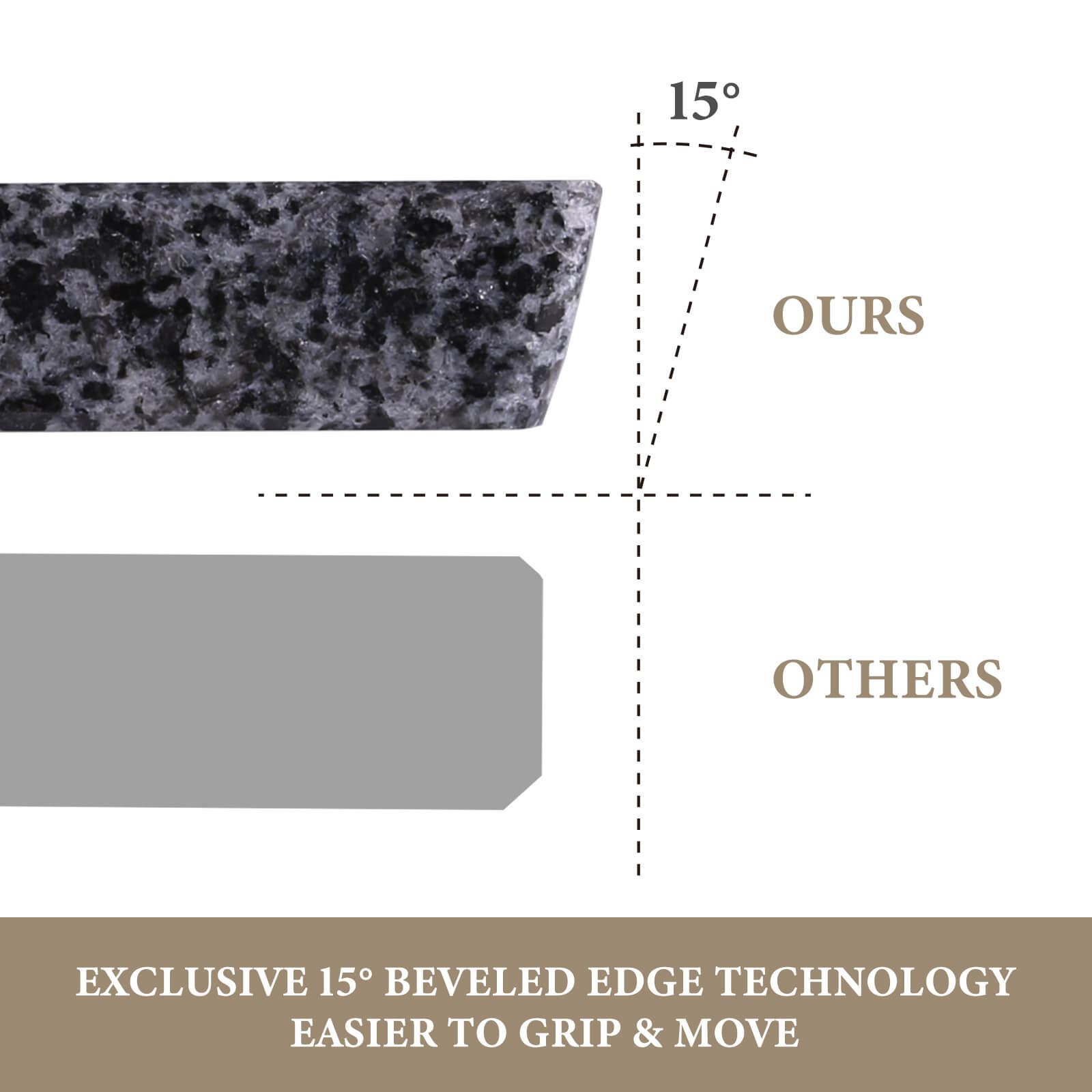 Koville Nature Granite Cutting Board 20x16in Sesame Black Granite Slab