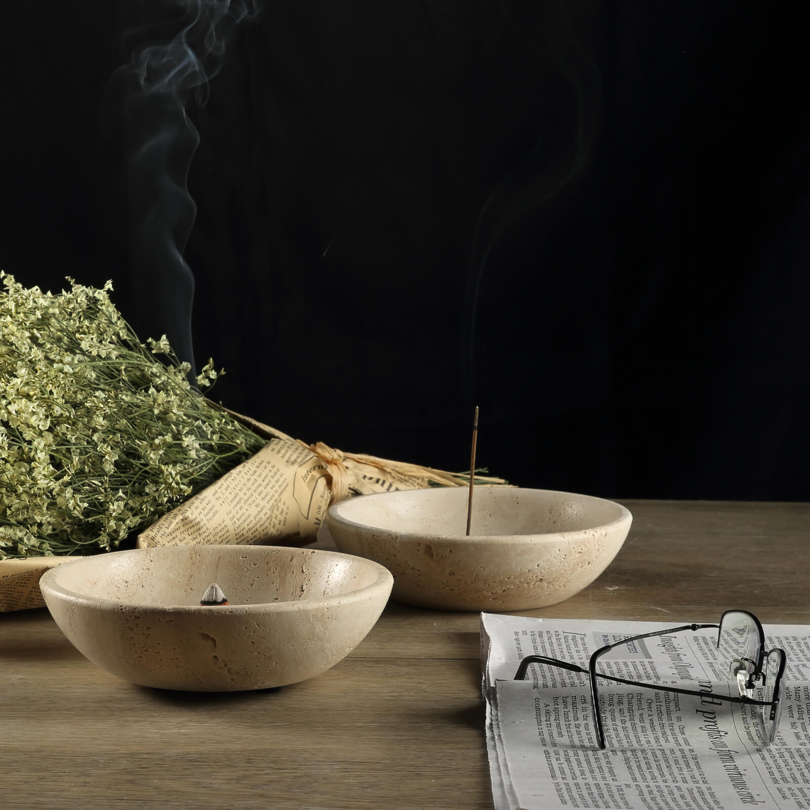 Koville Travertine Incense Holder Elegant Sturdy Durango Incense Burner