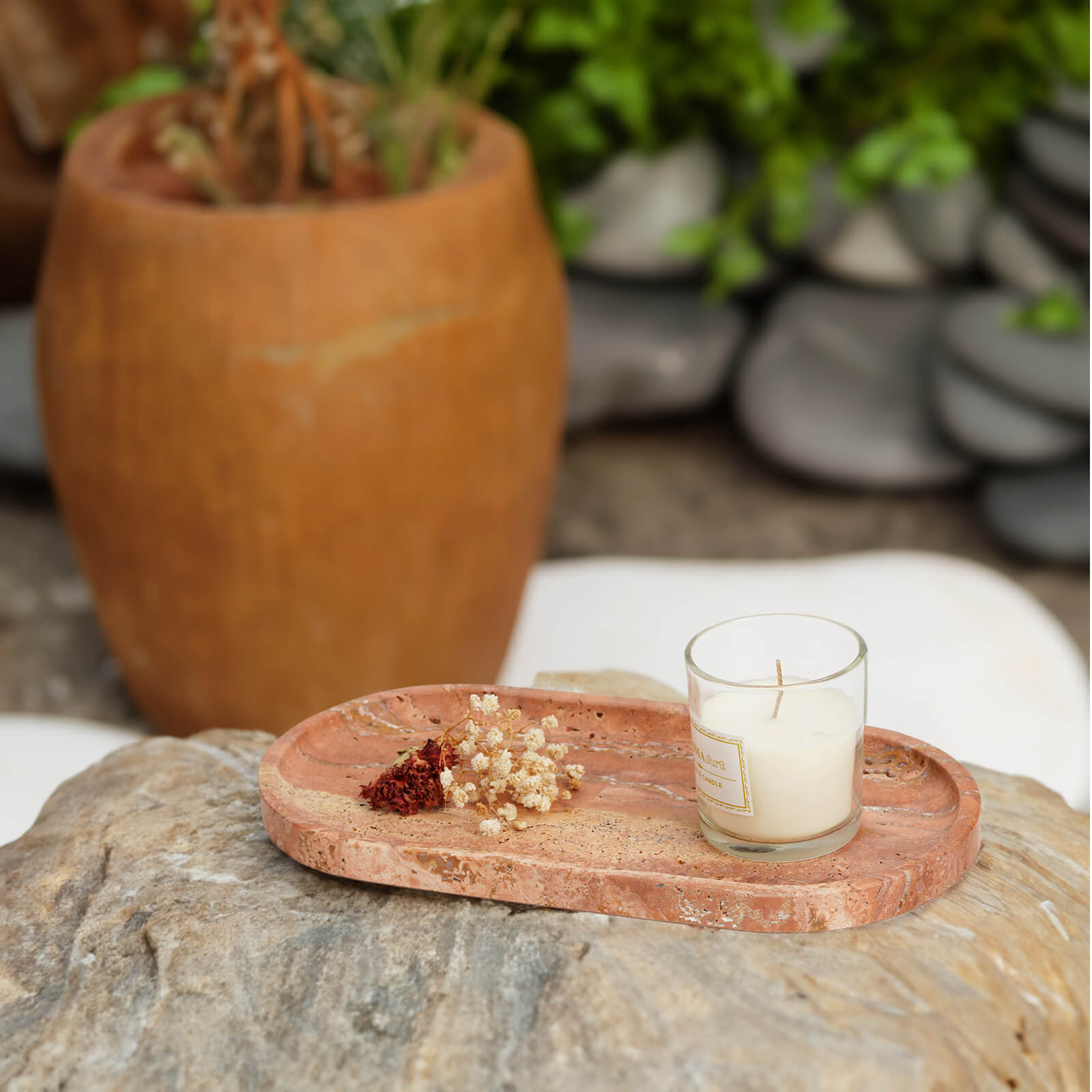 Koville-Travertine-Oval-Tray-12-Decorative-Vanity-Tray-Red-Travertine