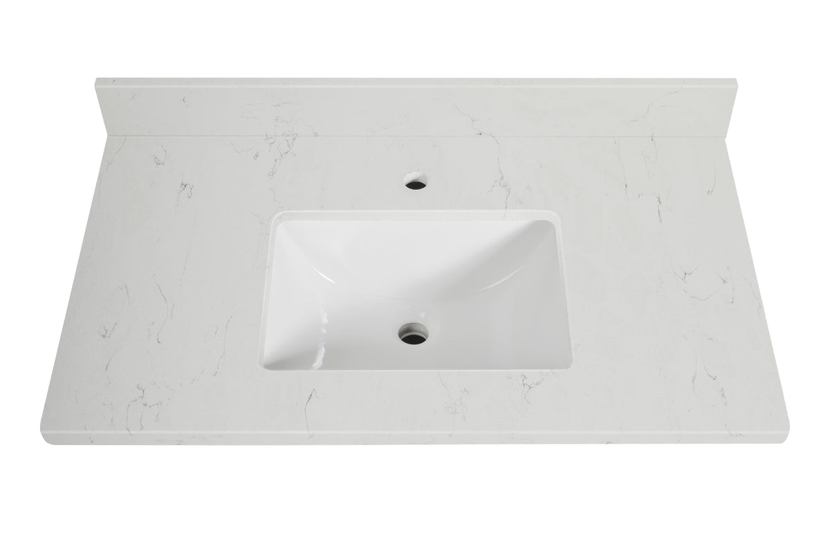 Koville Natural Stone Vanity Top in Bianco Swan(wb)