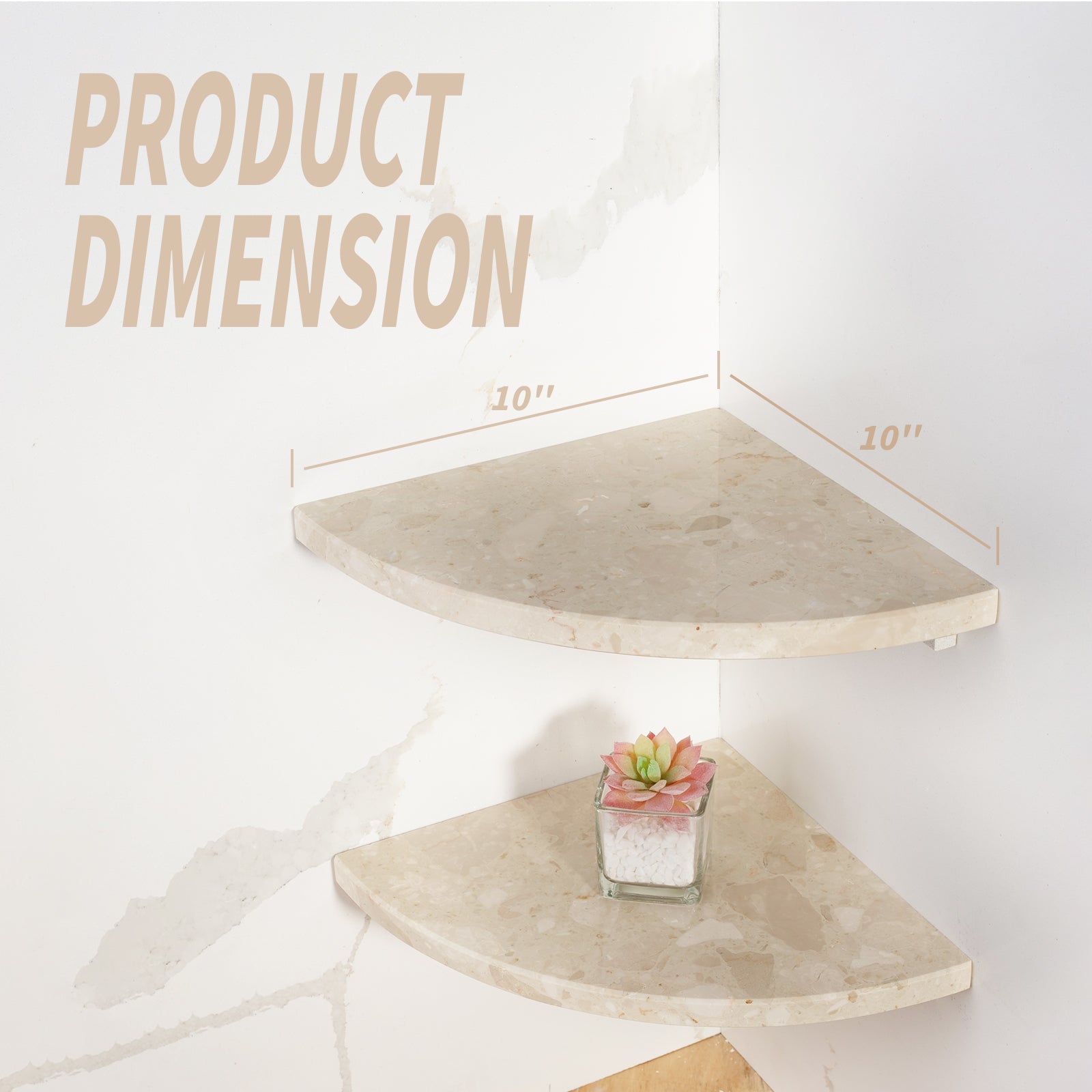 Koville Engineered Marble corner shelf in Perlato appia for a bathroom corner