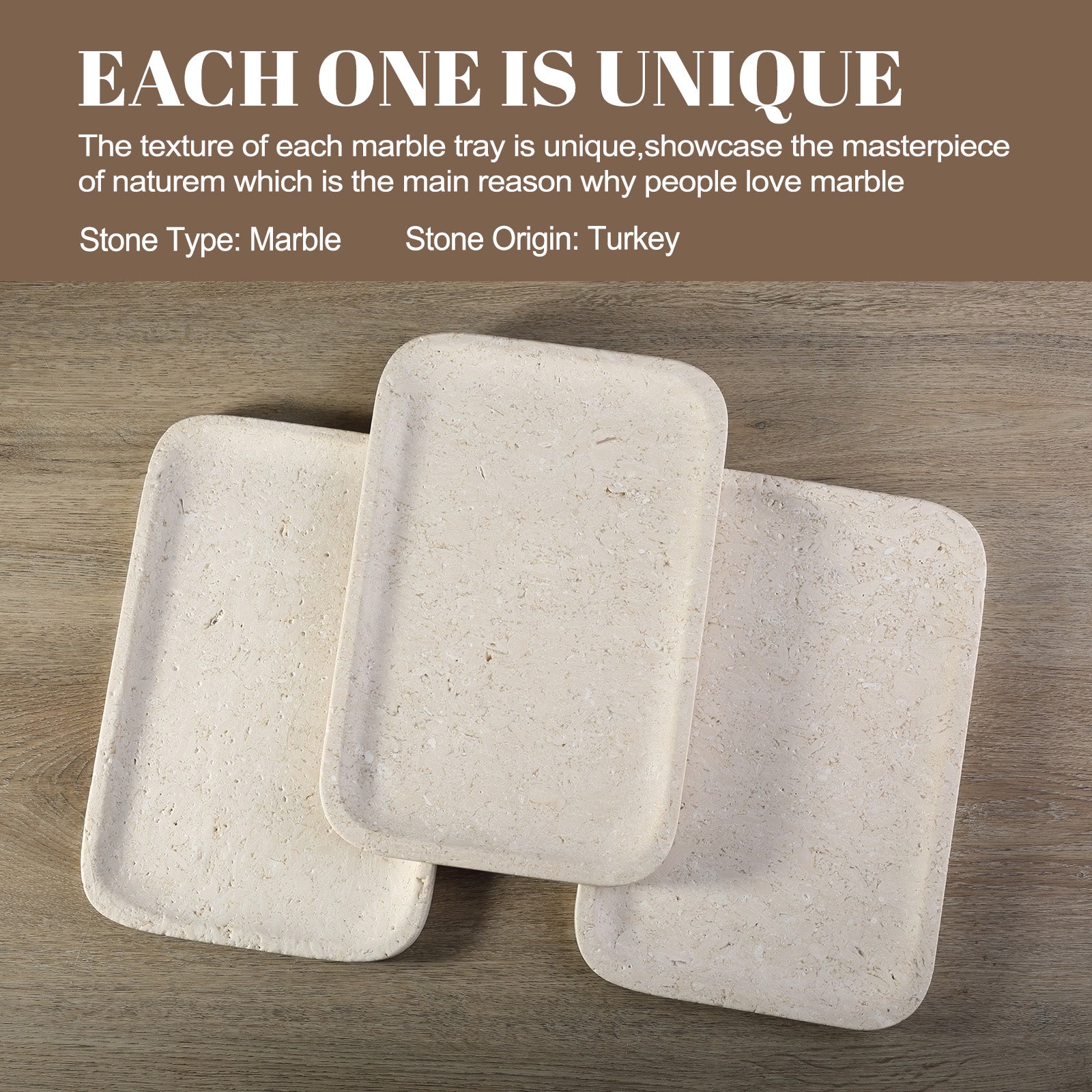 Koville Natural Stone One-Piece Square Trays in Myra Beige, product view 8