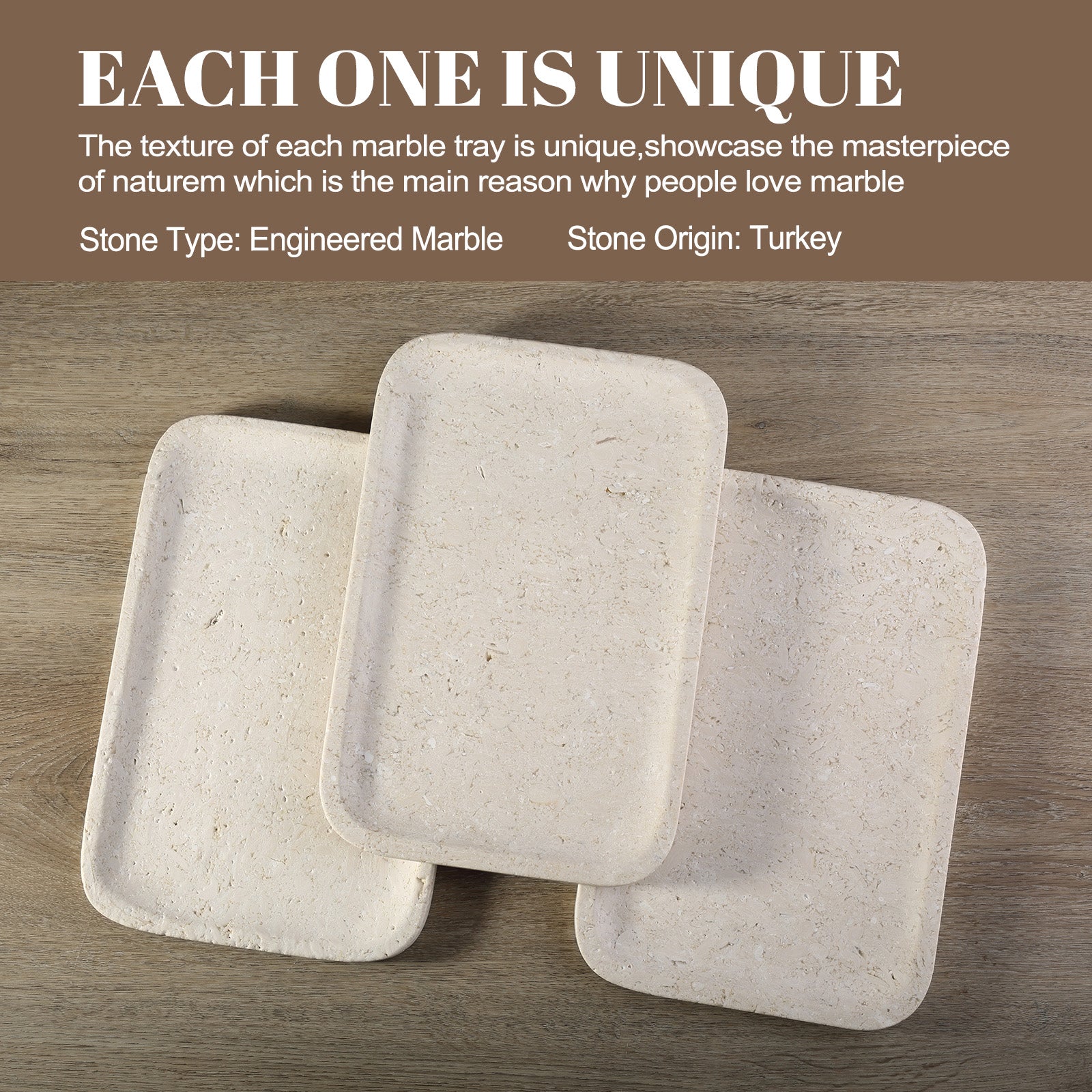 Koville Natural Stone One-Piece Square Trays in Myra Beige, product view 9