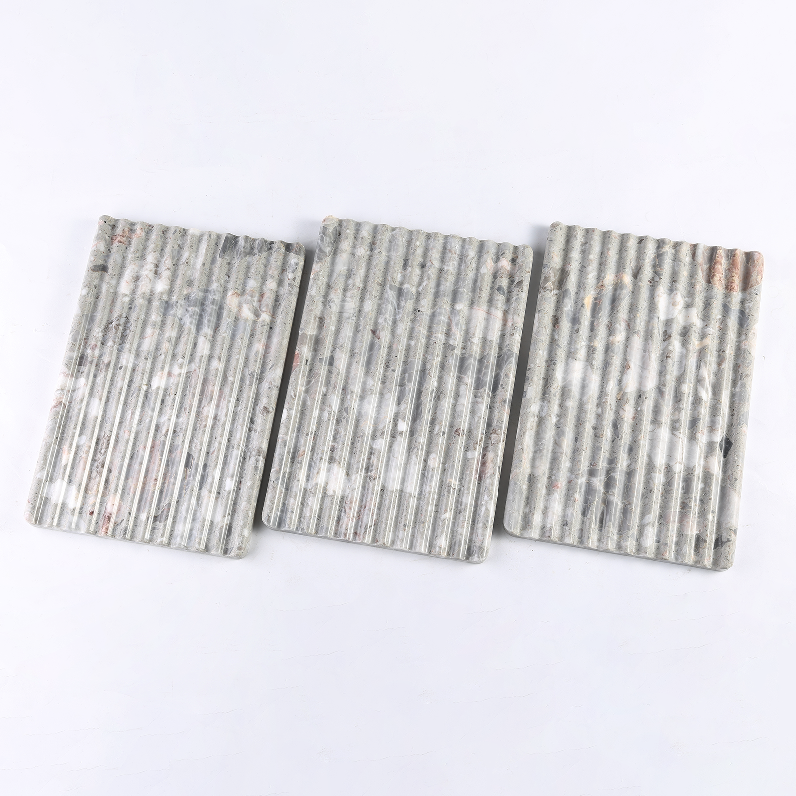 Koville Natural Stone Wavy Square Decorative Tray for Tabletop Styling in Fior Di Pesco - product presentation