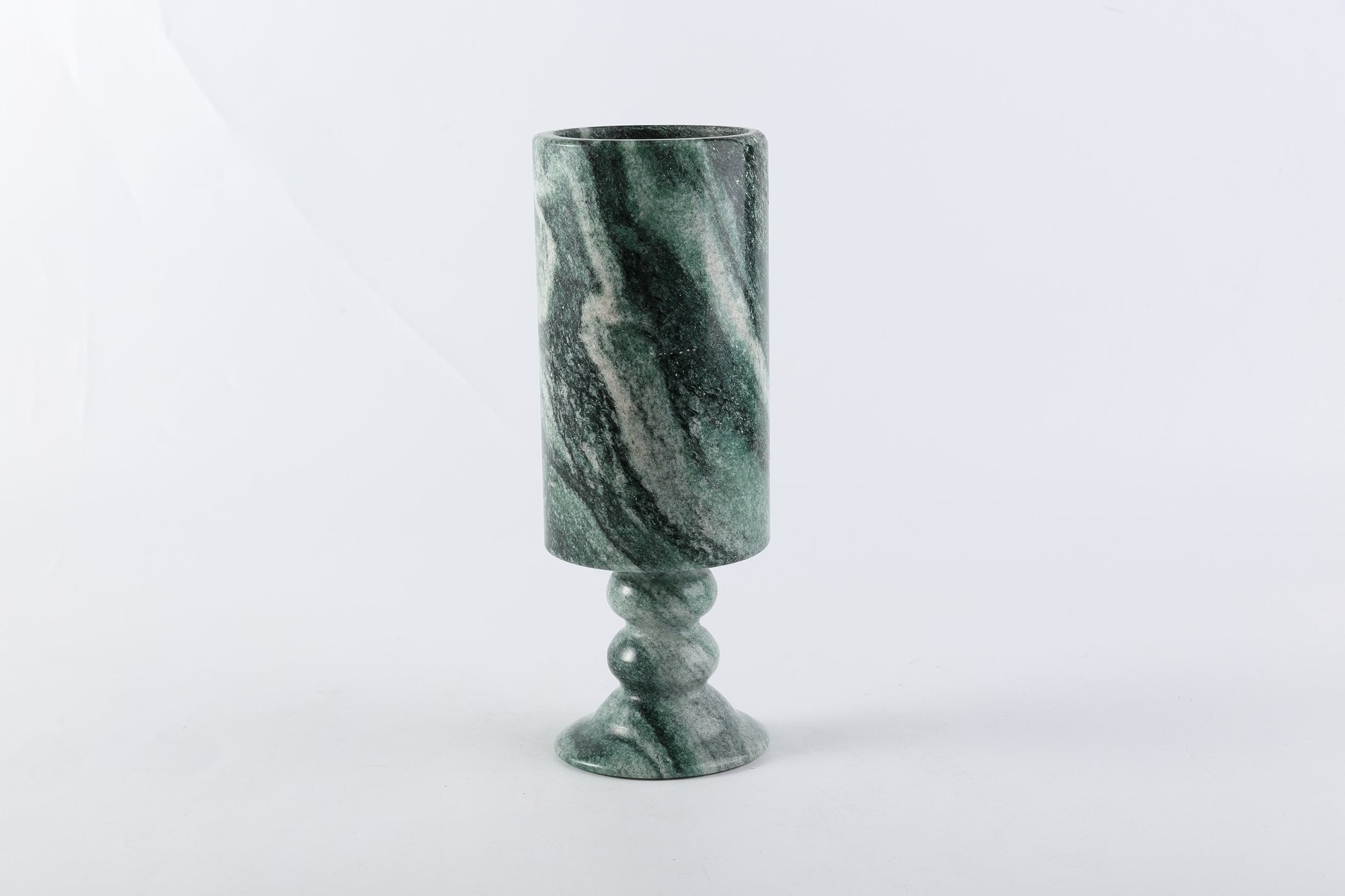 Koville Natural Stone Cannon Vase for Floral Display in Verde Lapponia - decorative form