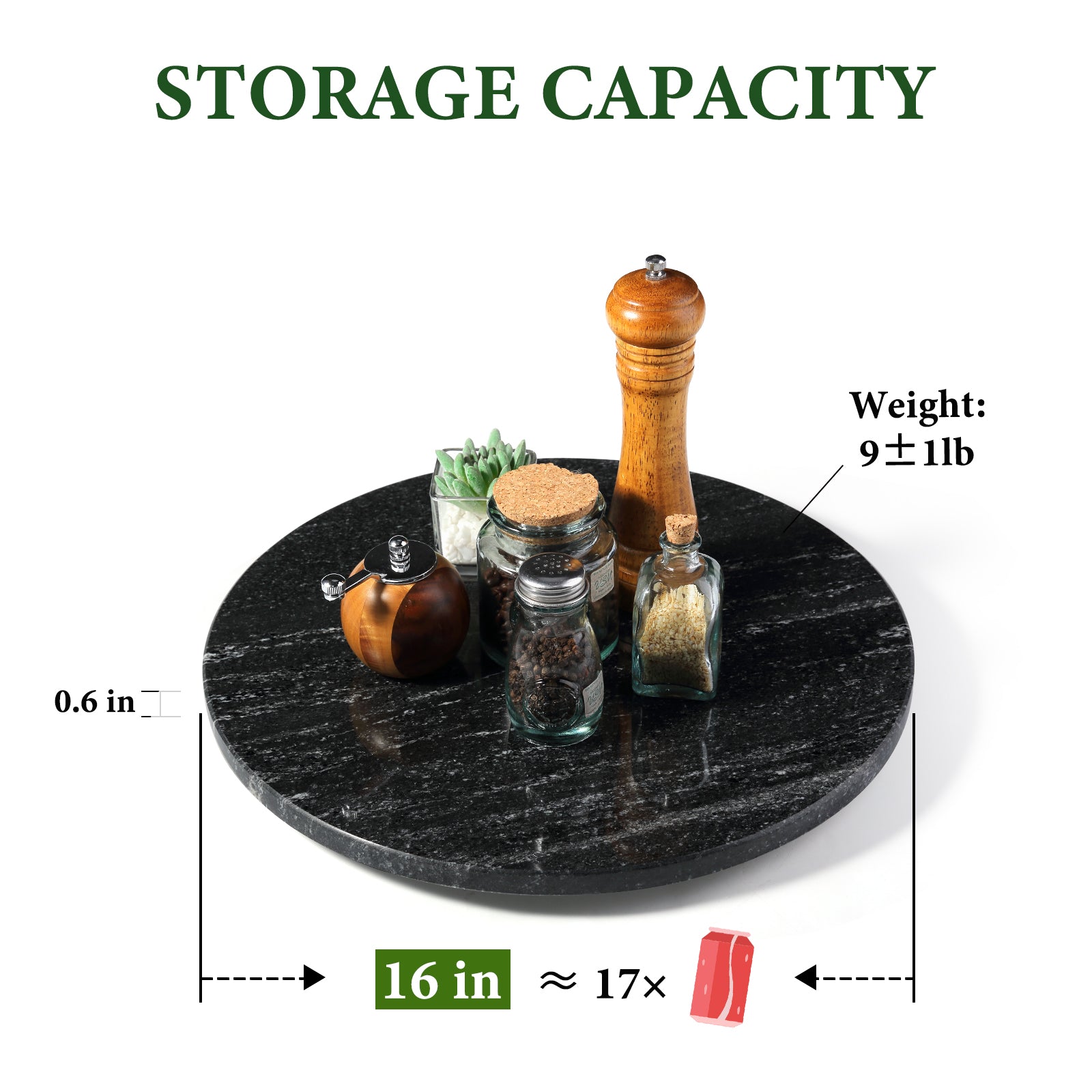 Koville 406 mm lazy susan for table serving in Via Lactea natural stone