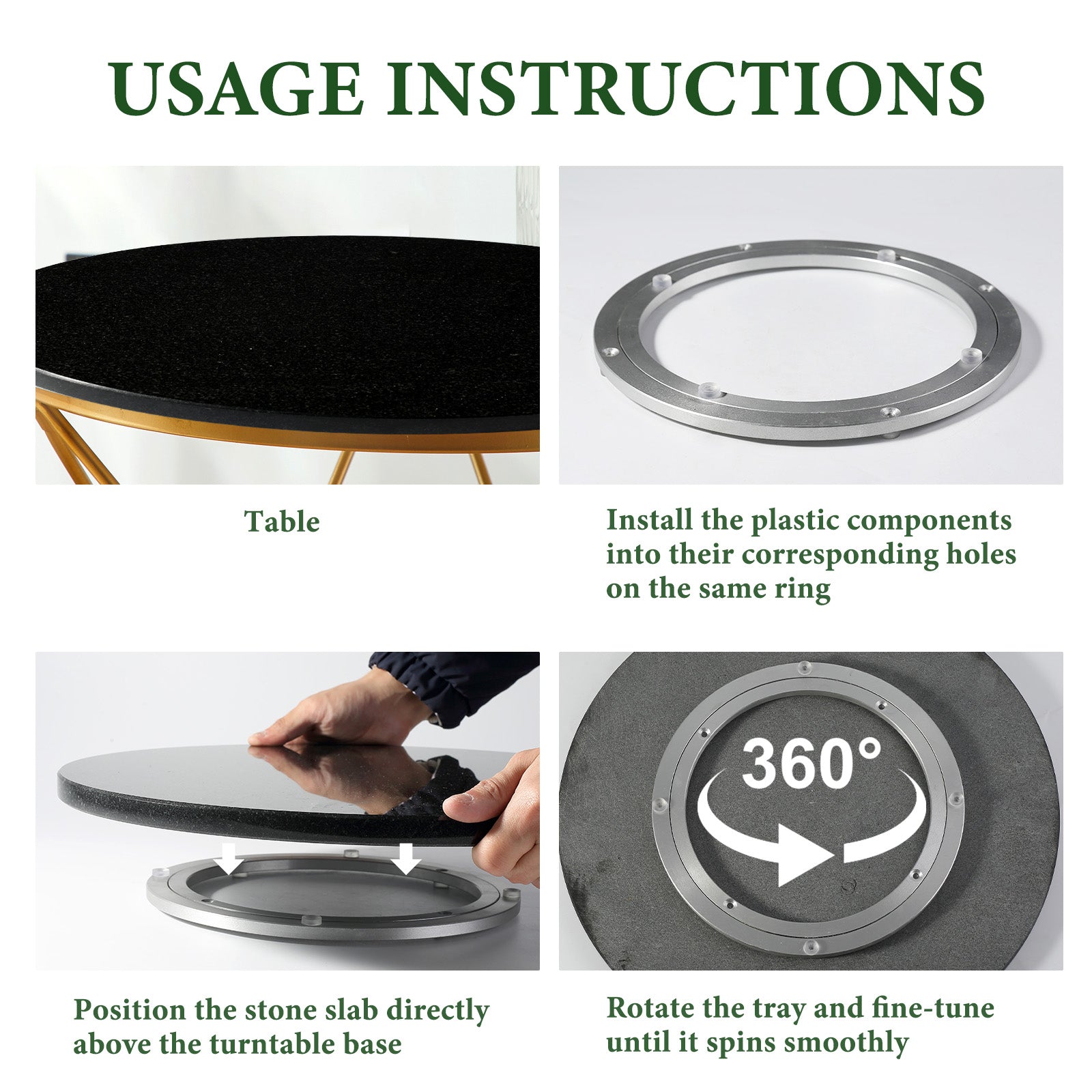 Koville 406 mm lazy susan for table serving in Zimbabwe Black natural stone