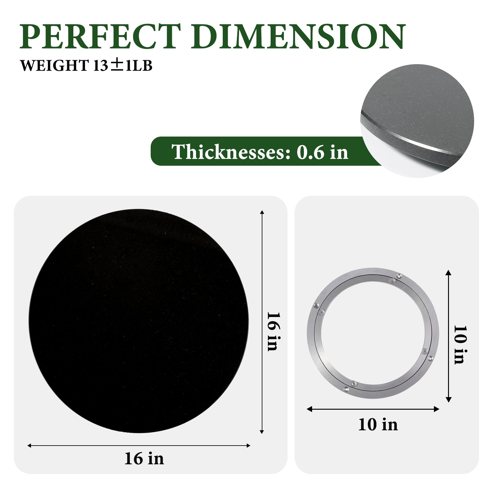 Koville 406 mm lazy susan for table serving in Zimbabwe Black natural stone