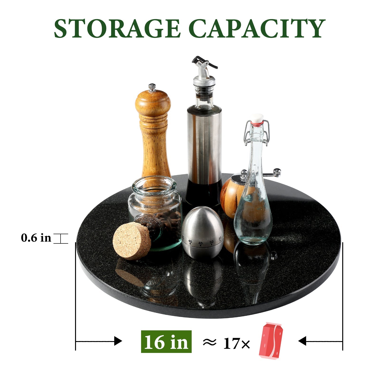 Koville 406 mm lazy susan for table serving in Zimbabwe Black natural stone