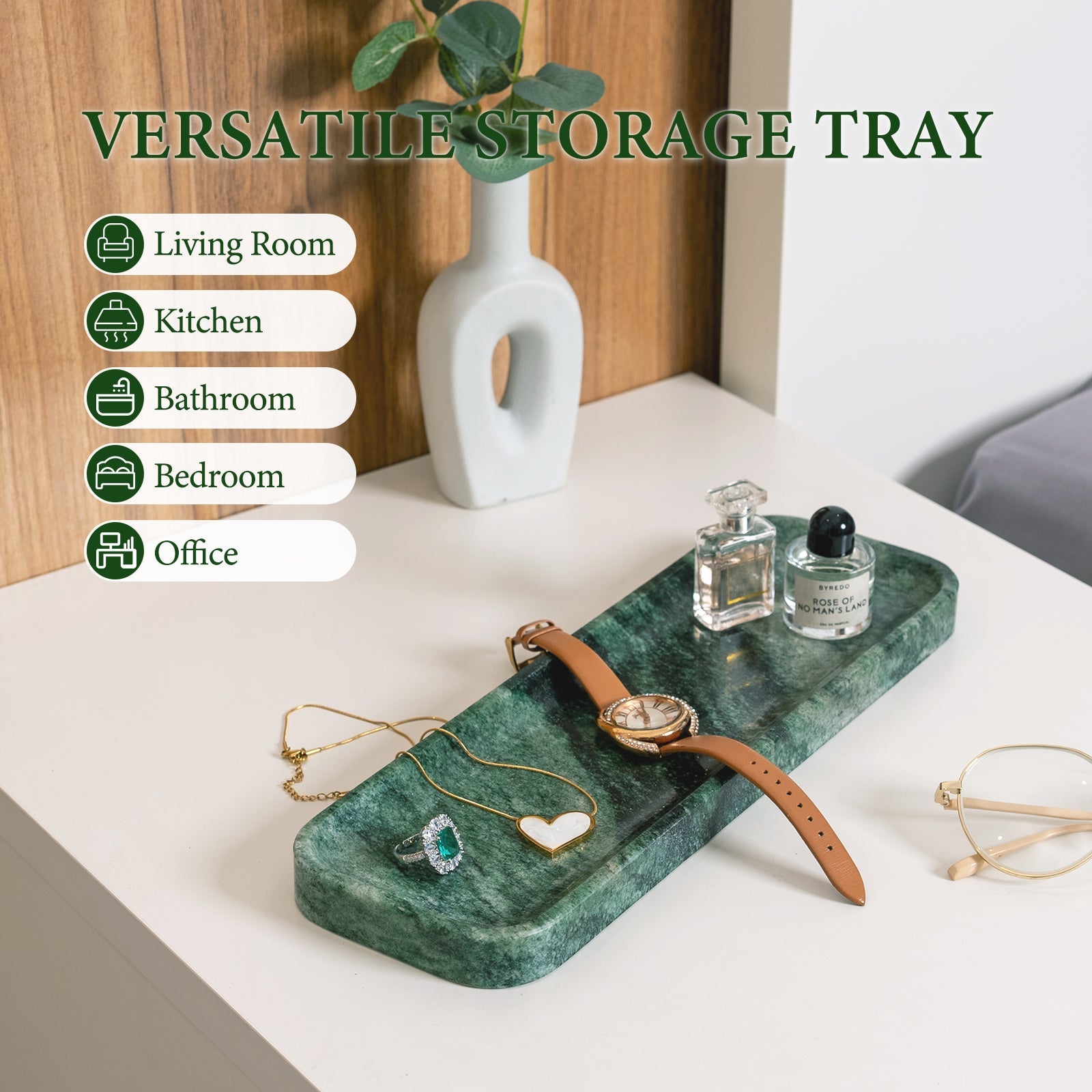 Koville Natural Stone One-Piece Square Trays in Verde Lapponia, product view 15