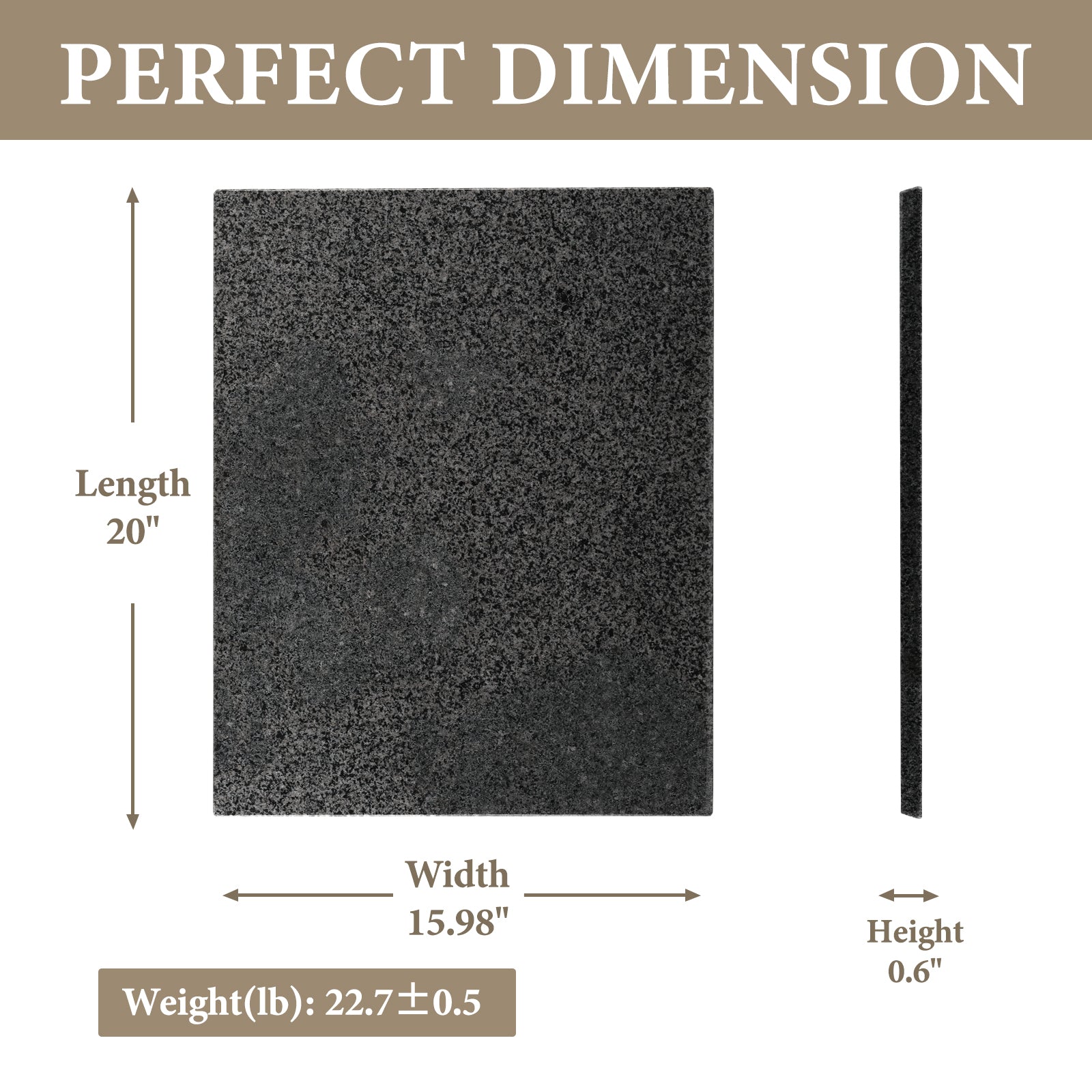 Koville natural stone pastry board in Sesame Black (F)