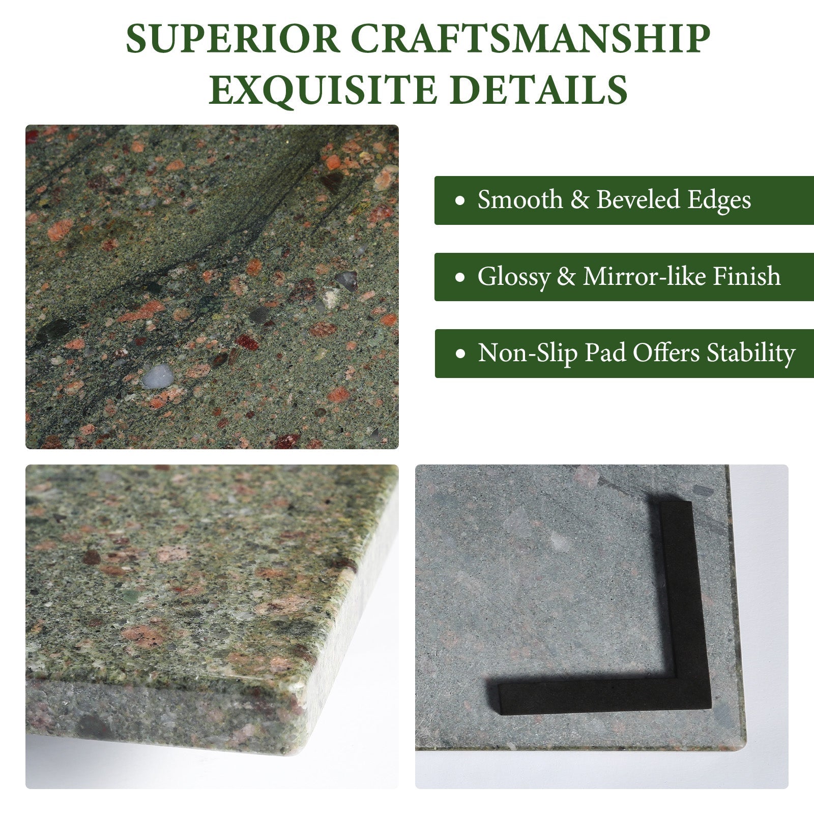 Koville natural stone pastry board in Wild West Green