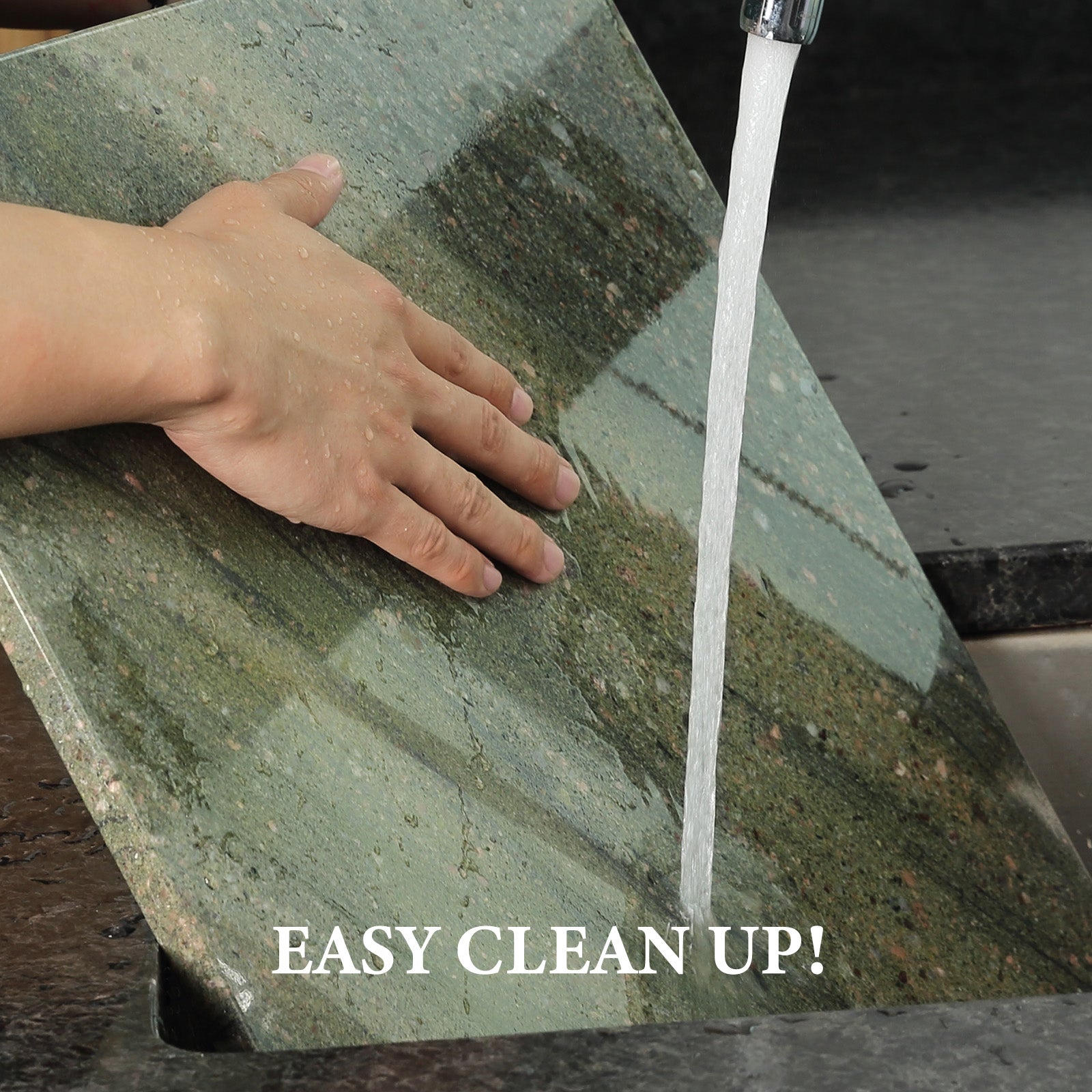 Koville natural stone pastry board in Wild West Green