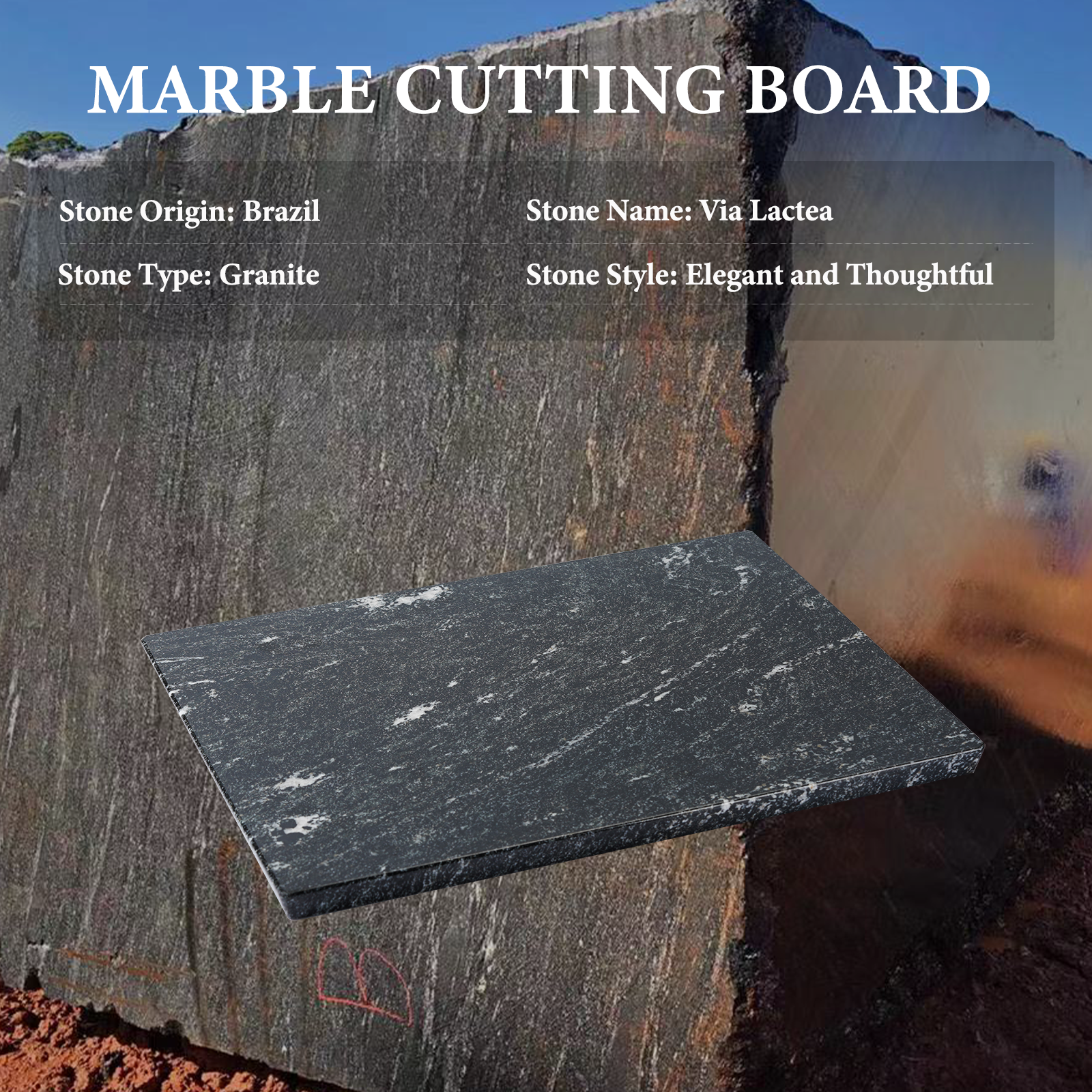 Koville natural stone pastry board in Via Lactea