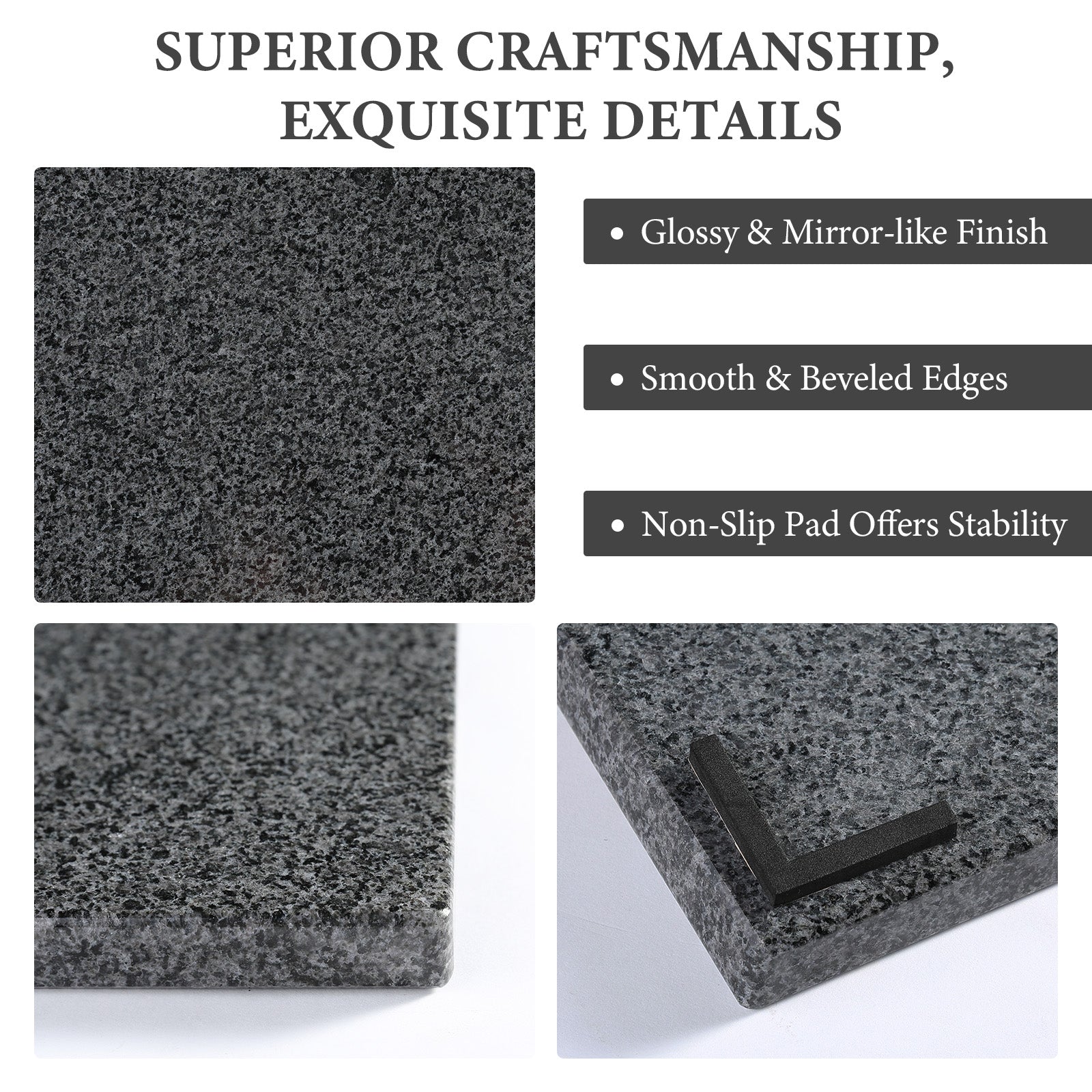 Koville natural stone pastry board in Sesame Black (F)