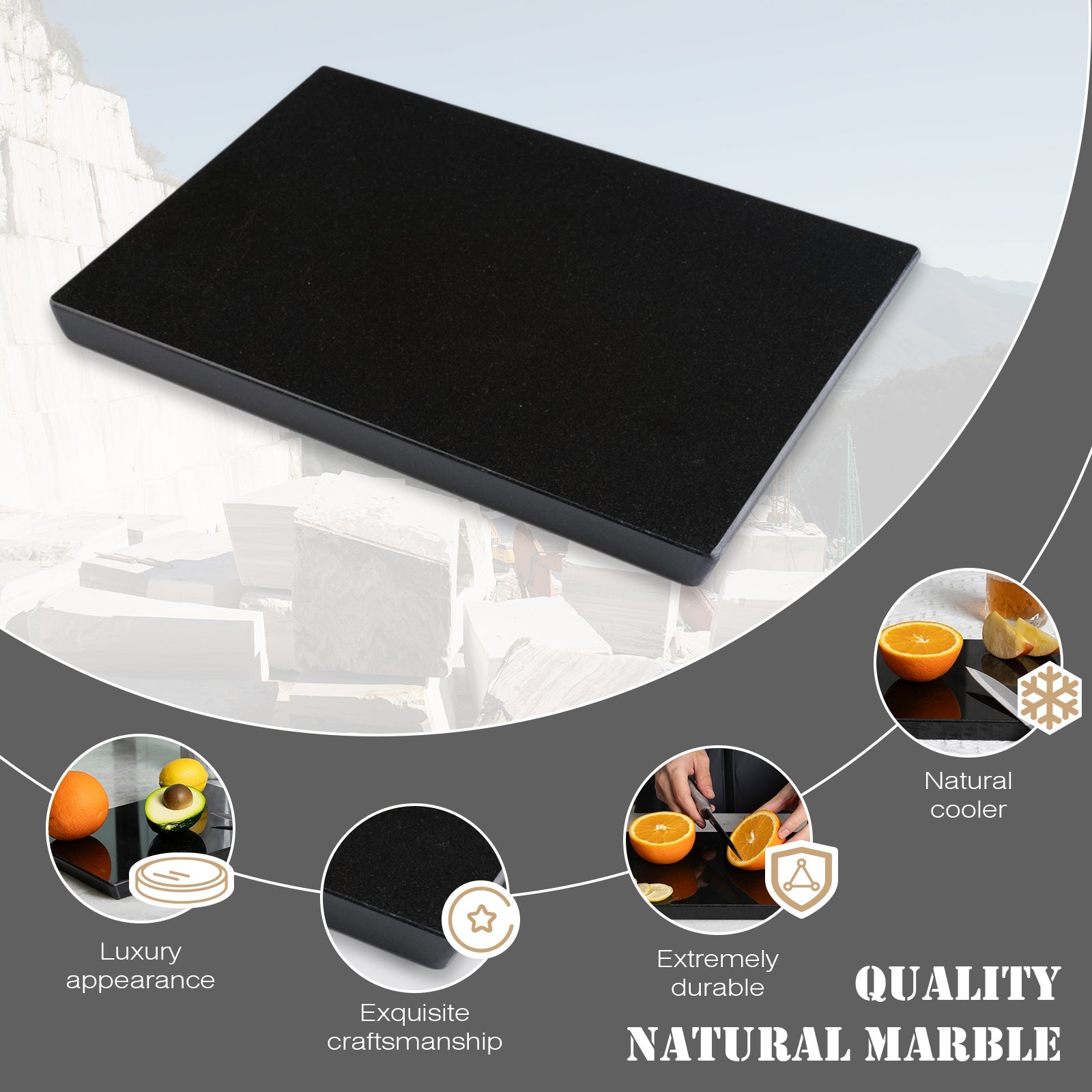 Koville natural stone pastry board in Zimbabwe Black