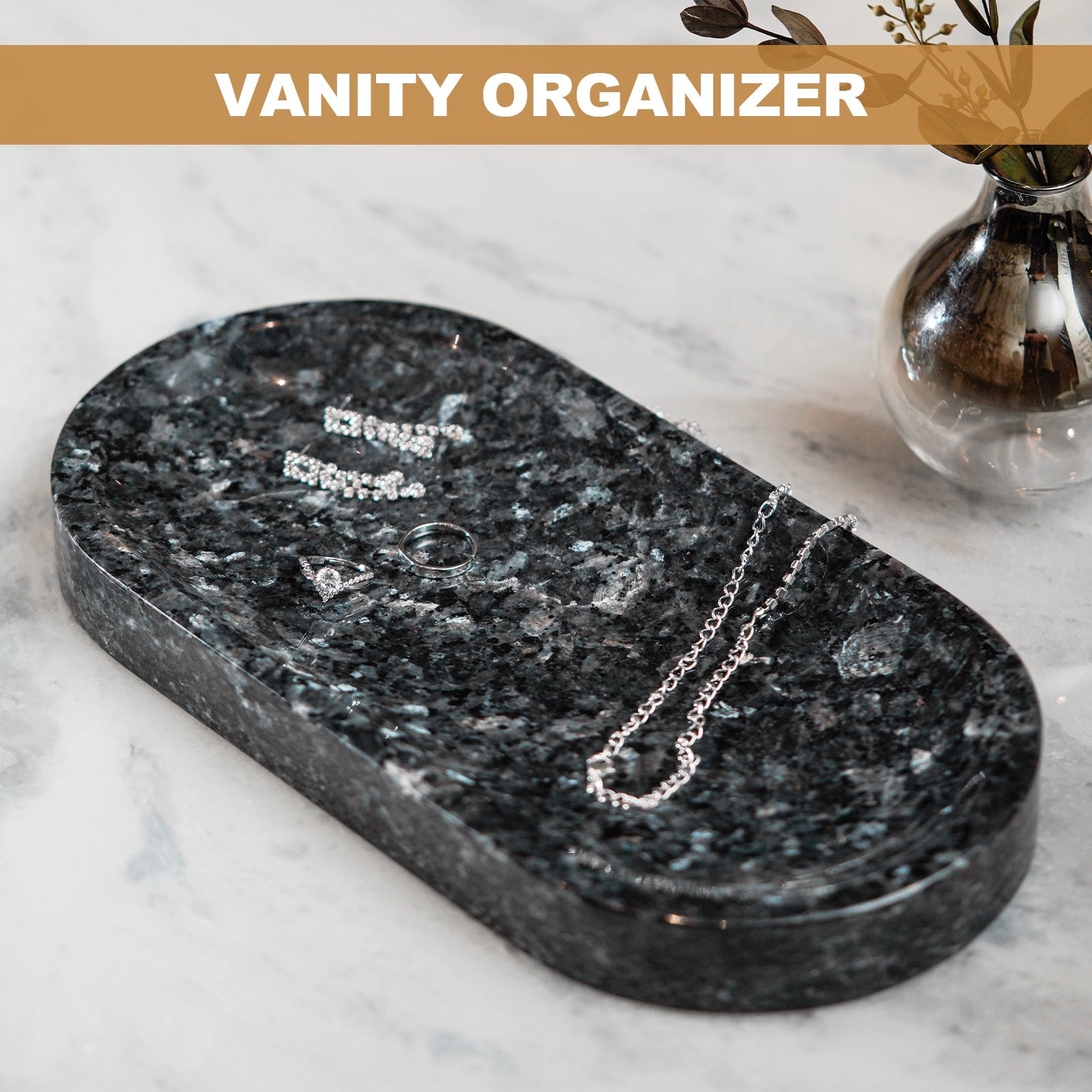 Koville natural stone runway storage tray, 305 x 152 mm