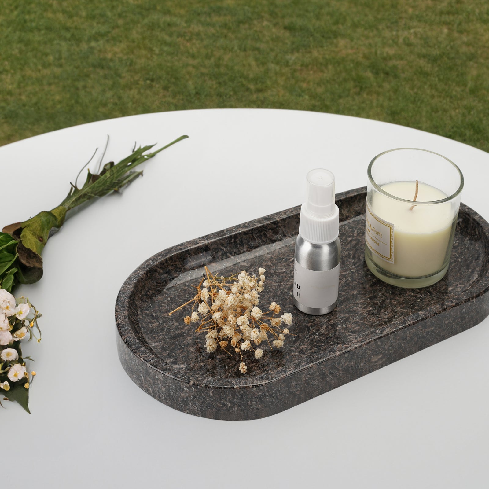 Koville natural stone runway storage tray, 305 x 152 mm