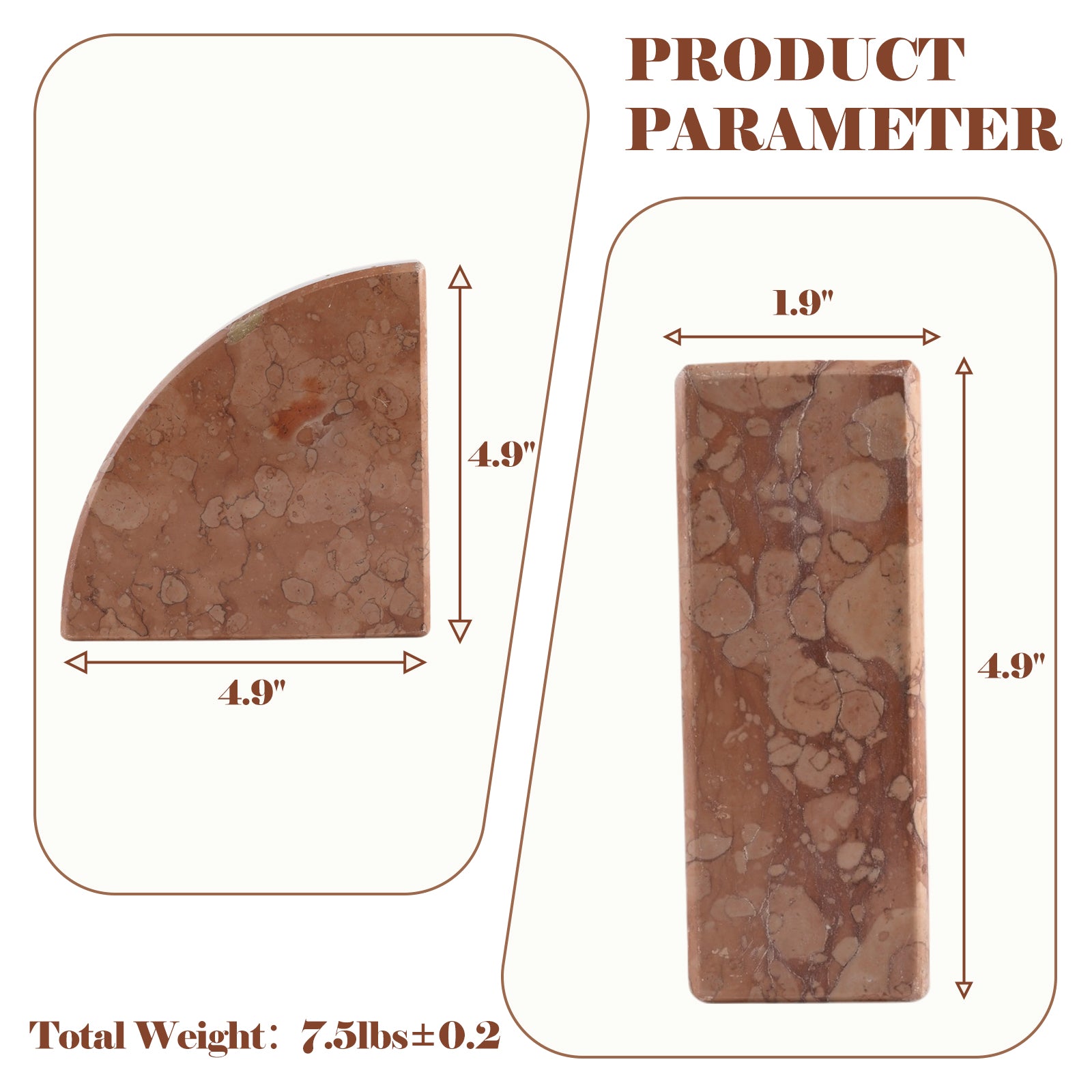 Koville Natural Stone Sailboat Bookend Set for Shelf Styling in Perlino Rosato - natural stone finish
