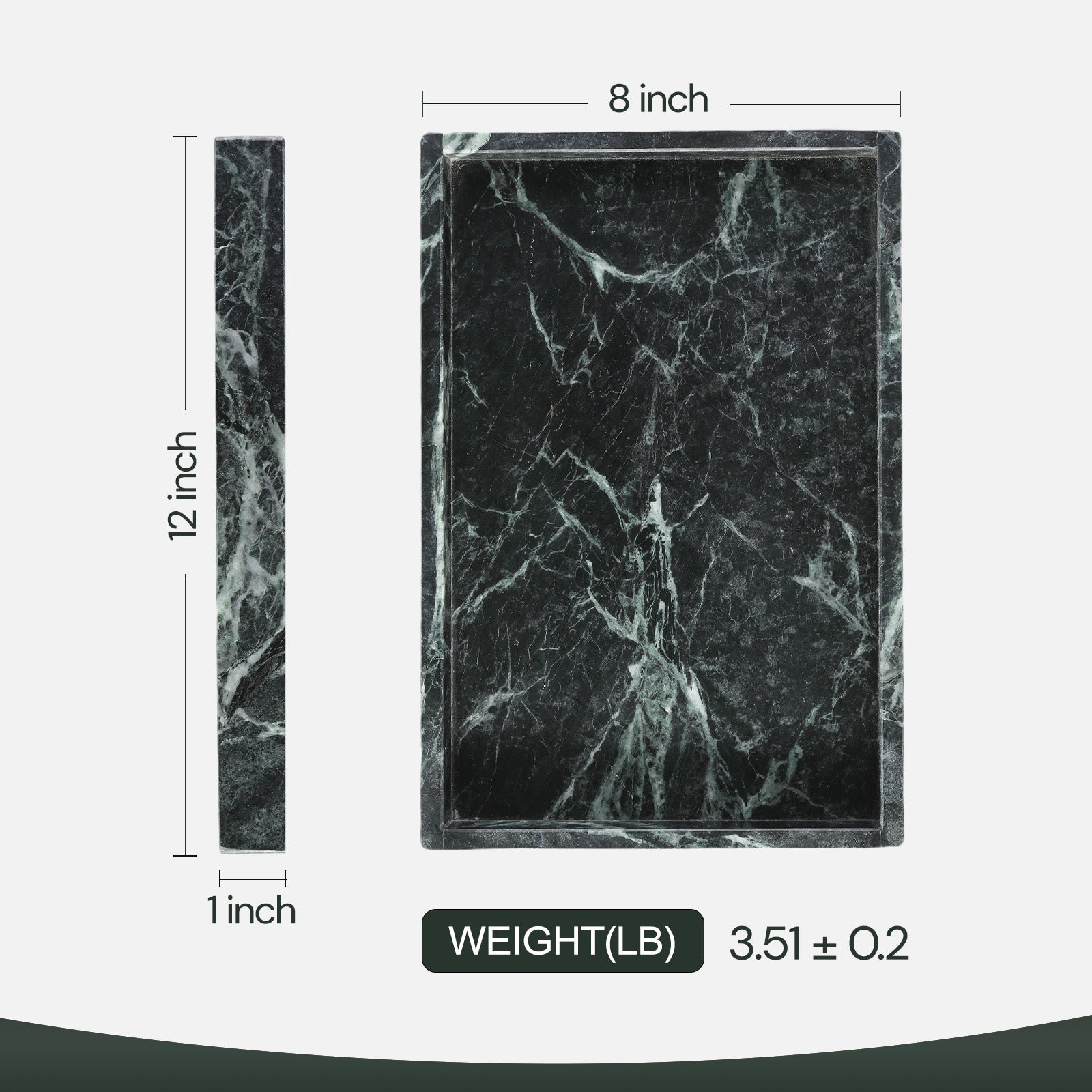 Koville Natural Stone Adhesive Edge Square Trays in Indian Green, product view 7