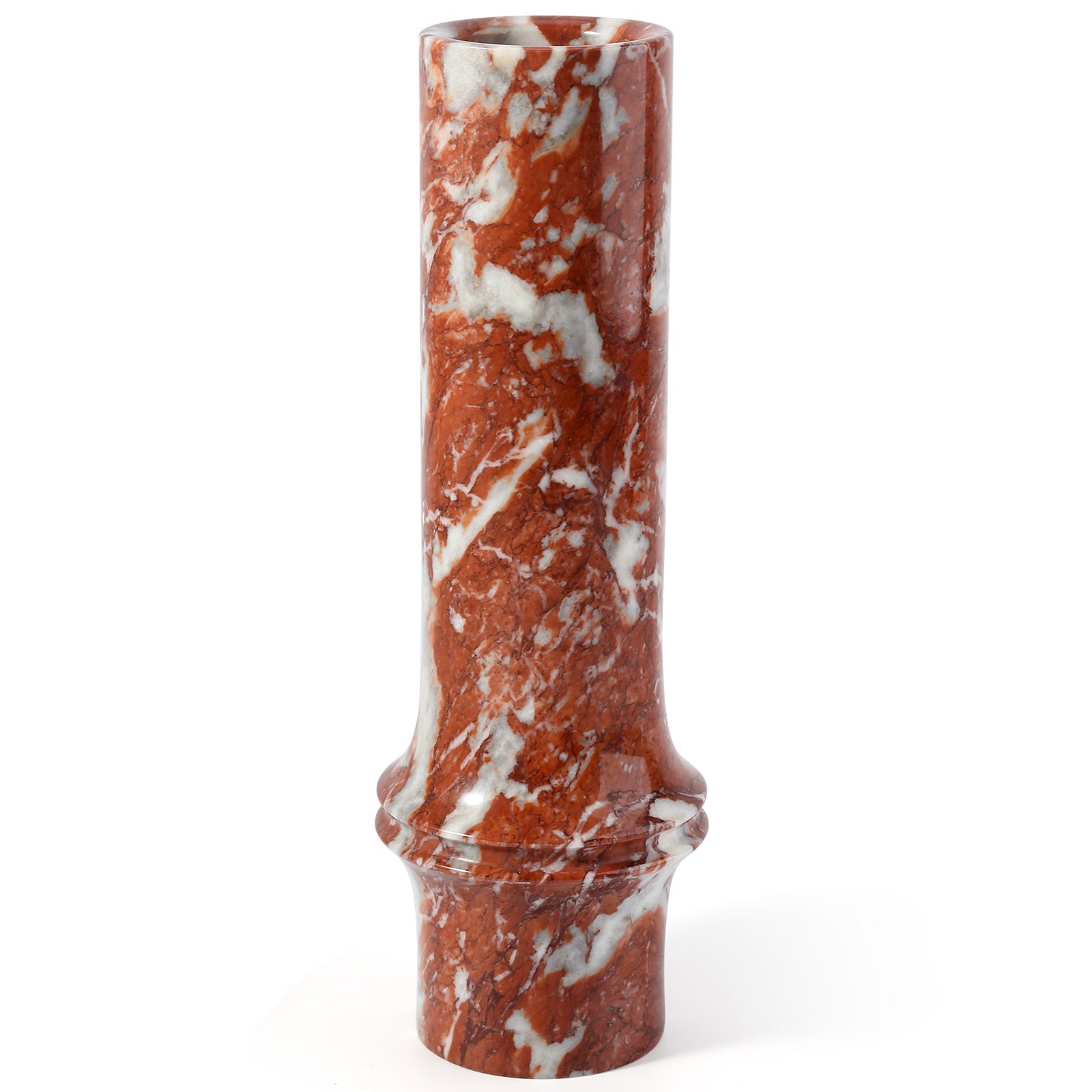 Koville Natural Marble Bamboo Vase for Floral Display in Rosso Francia - product presentation