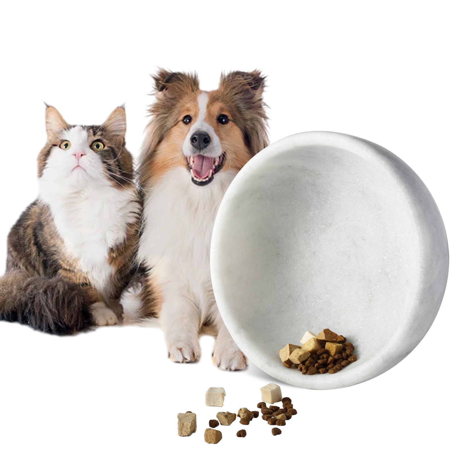 Koville natural stone pet bowl in Grigio Fantasy
