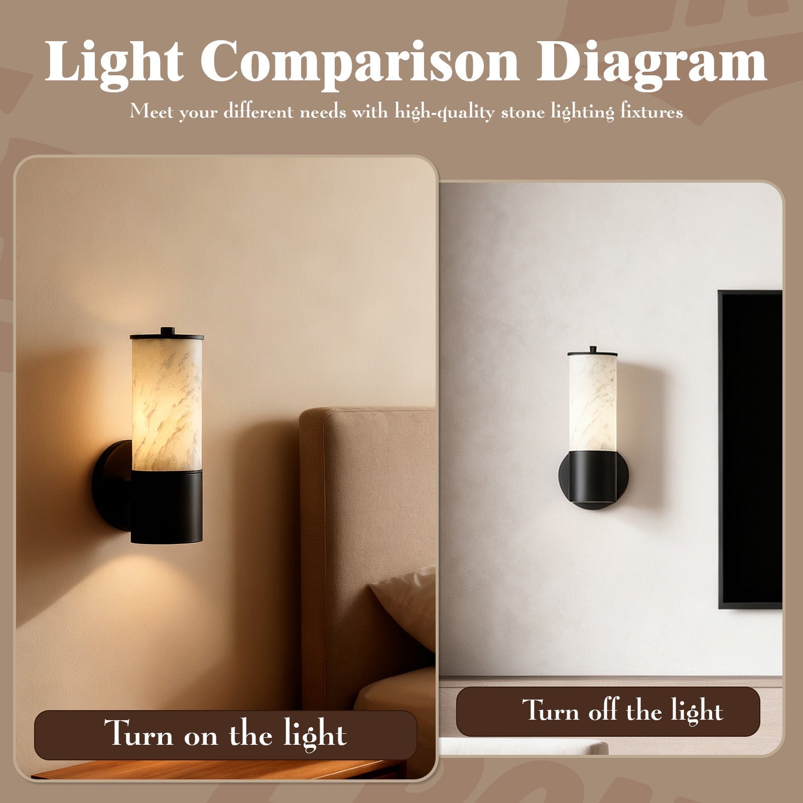 Koville natural stone wall lamp in Namib Bianco