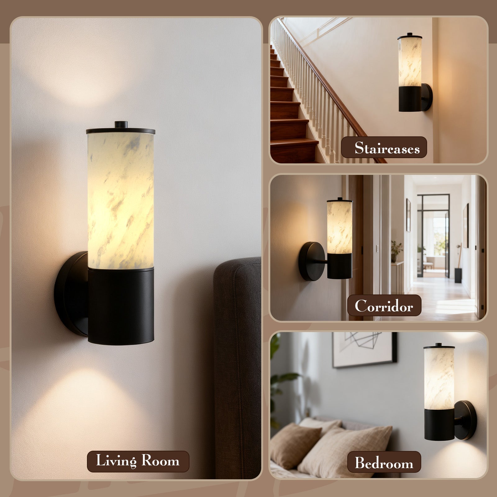 Koville natural stone wall lamp in Namib Bianco